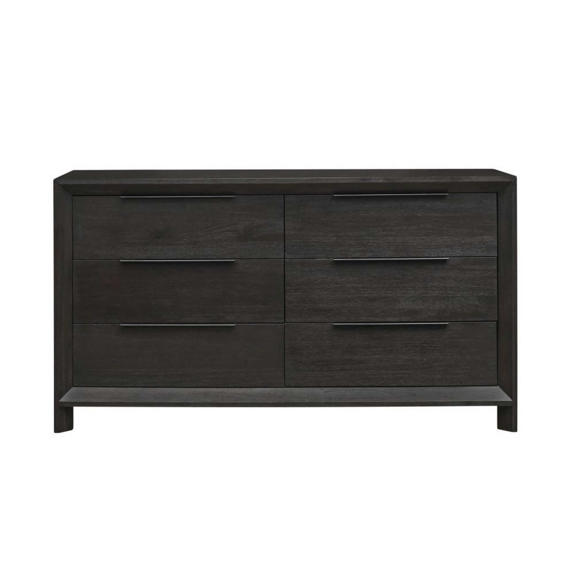 68 Inch 6 Drawer Wooden Dresser with Metal Pulls - Gray