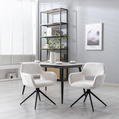 Swivel Dining Chairs with Elegant Metal Leg, Rotate Left and Right 90 Degrees (Set of 2) - White