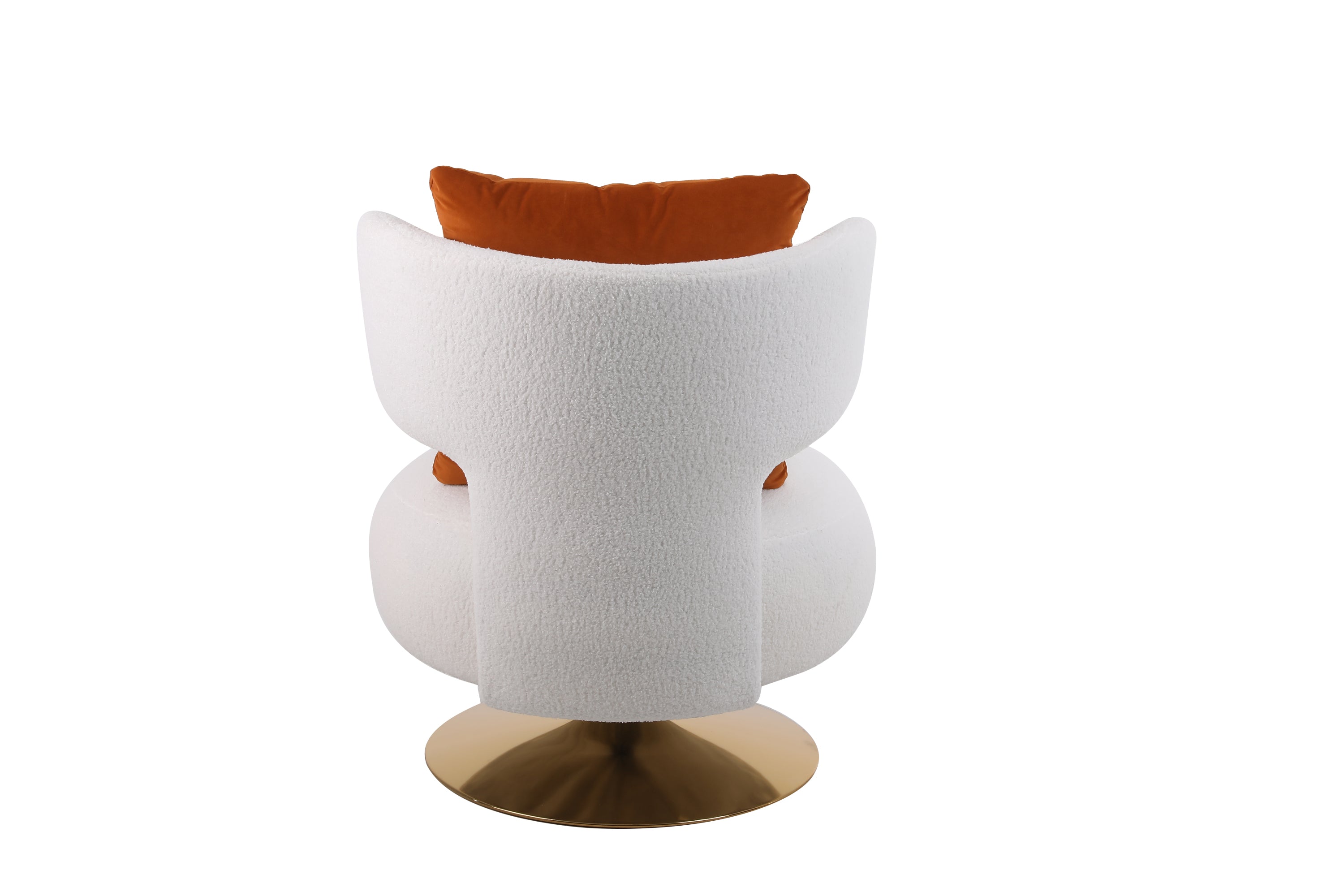 Swivel Accent Chair Armchair, Round Barrel Chair in Fabric  - White