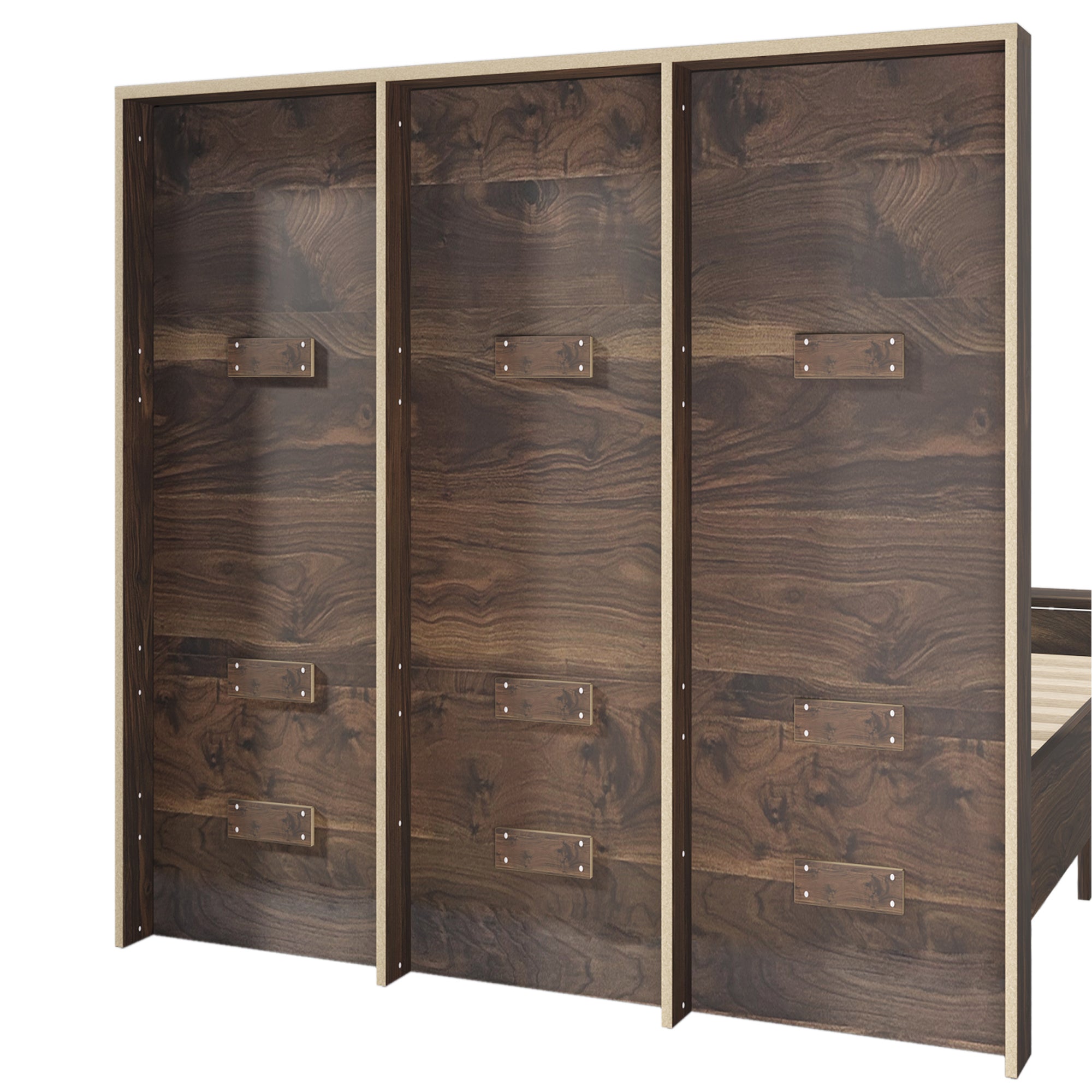 Queen Size Wood Platform Bed with Storage Bench - Walnut