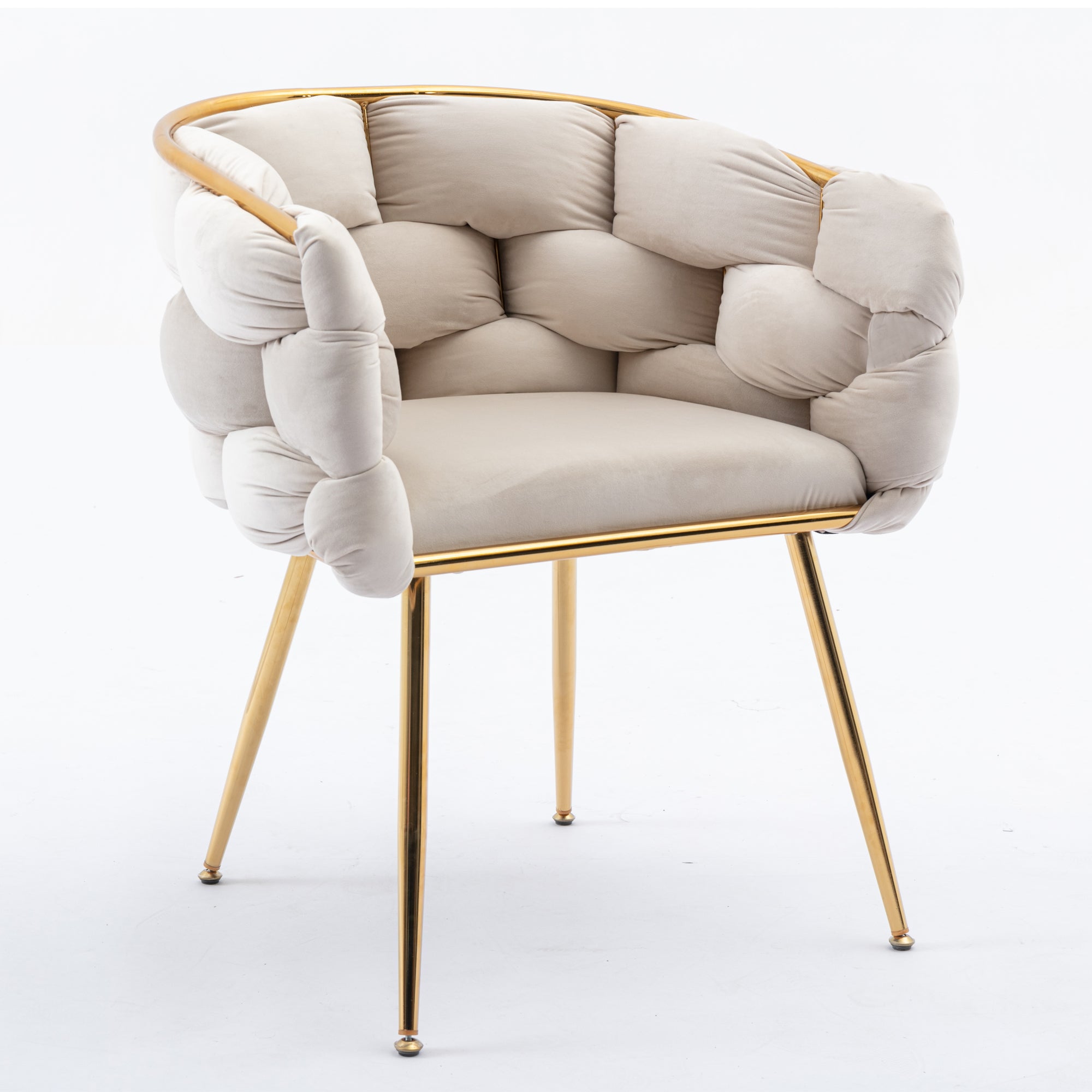Luxury modern simple leisure velvet single sofa chair - Beige