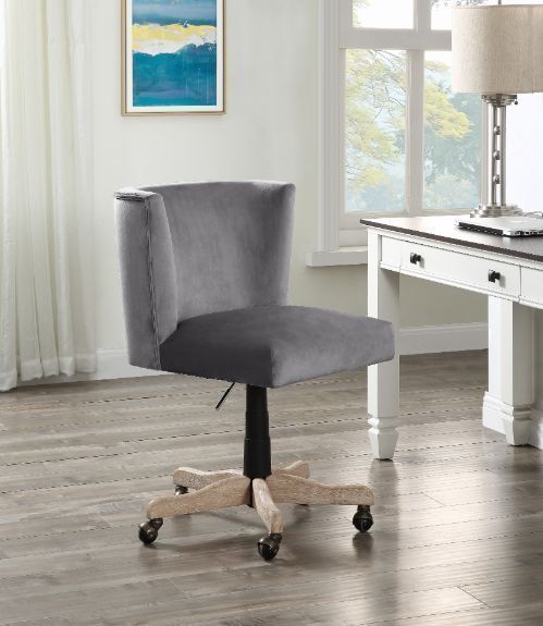 Modern Office Chair - Grey Velvet