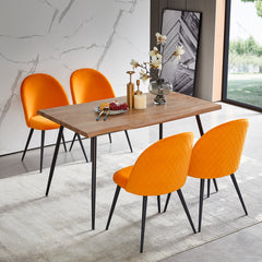 Velvet Dining Chair Metal Black Legs (Set of 4) - Orange