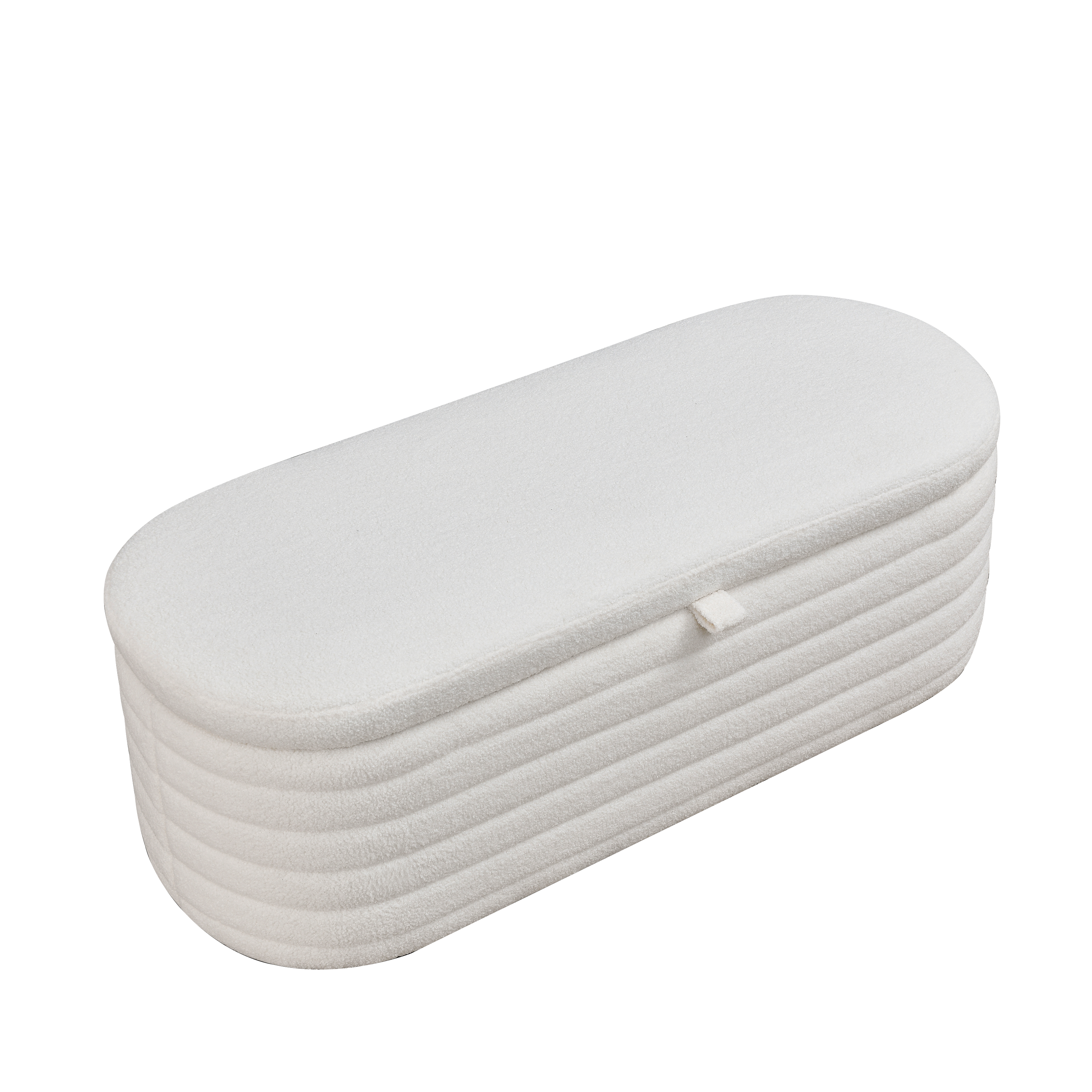 Storage Ottoman Bench Upholstered Fabric Storage - White Teddy