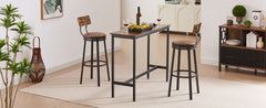 High Bar Stool With Backrest PU Soft Seat Cushion and Footrest (Set of 2) - Rustic Brown