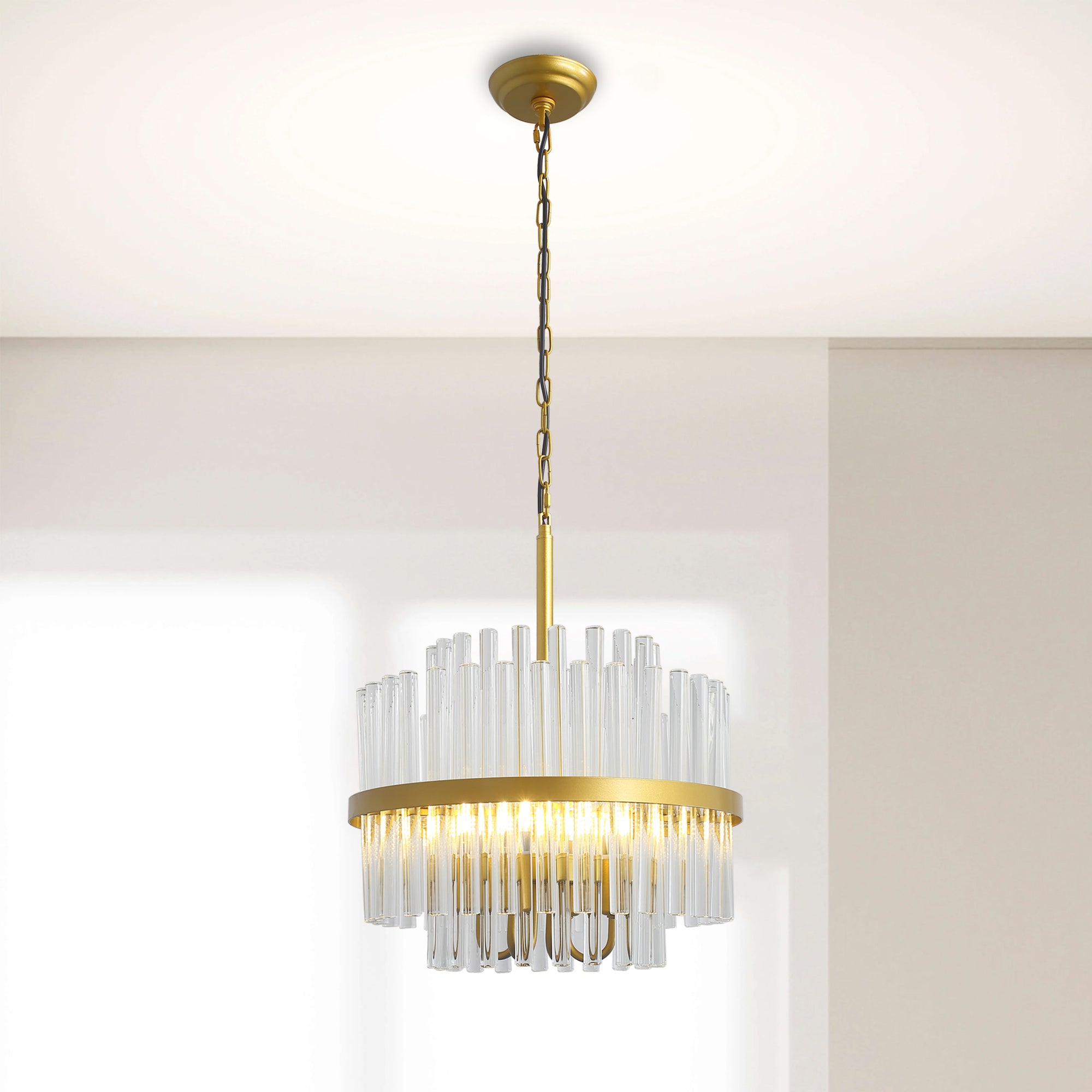Modern American Cylindrical Crystal Chandelier-4 bulbs -E12 lamp holder