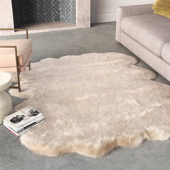 Beige Faux Fur Area Rug