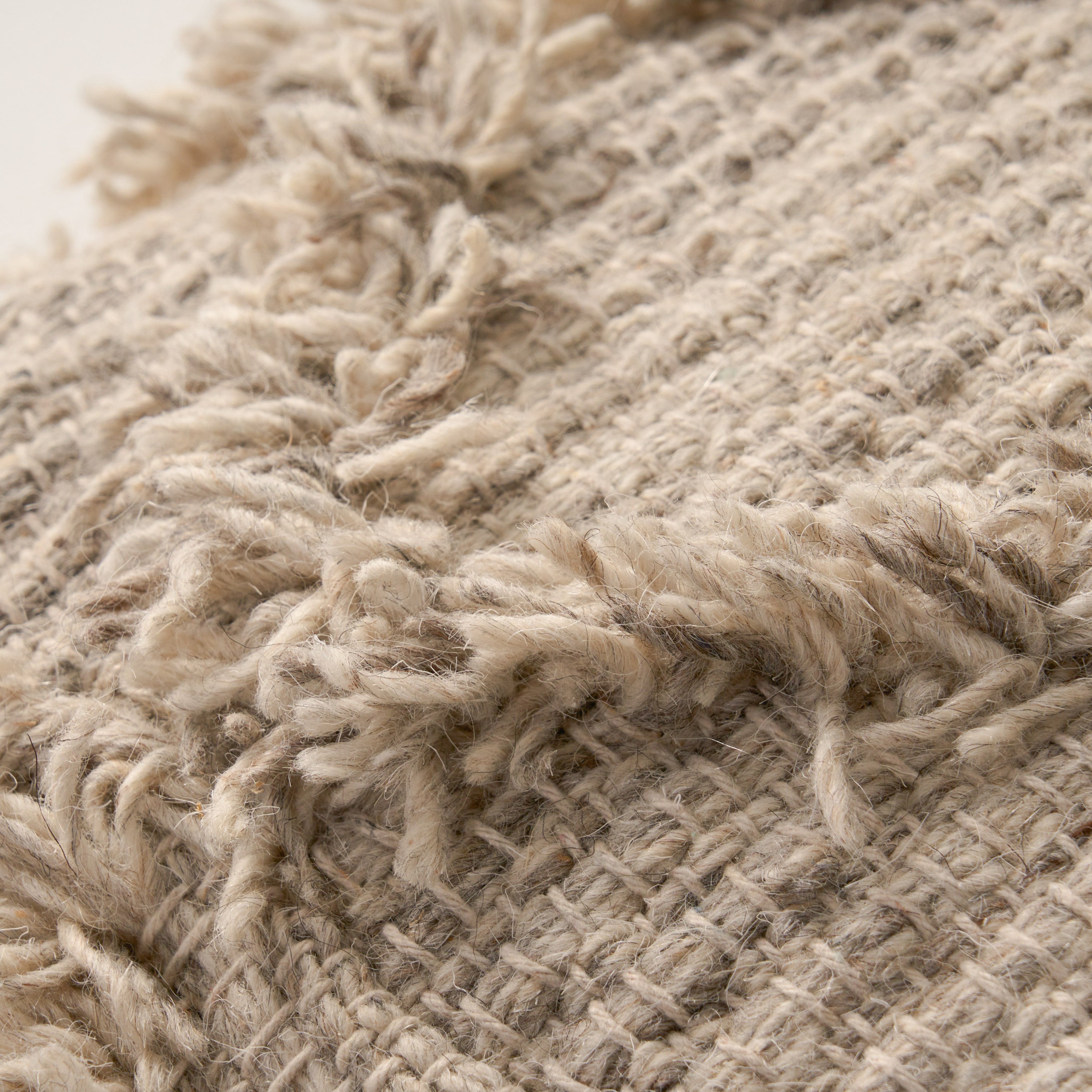Handcrafted Boho Wool and Cotton Pouf - Gray