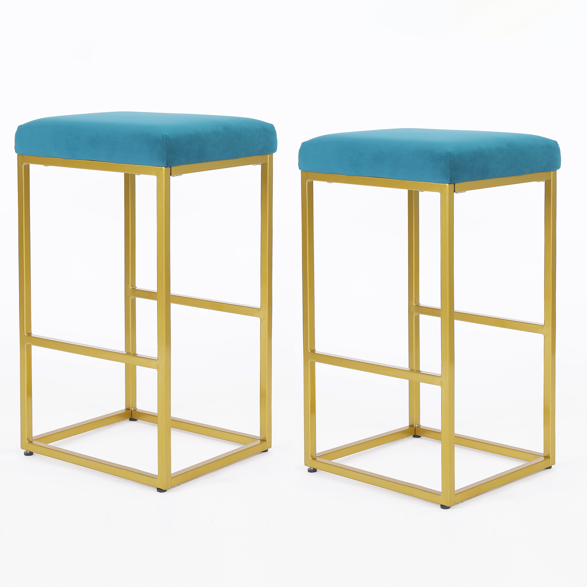 Modern Backless Stool 30 Inch Bar (Set of 2) - Peacock Blue