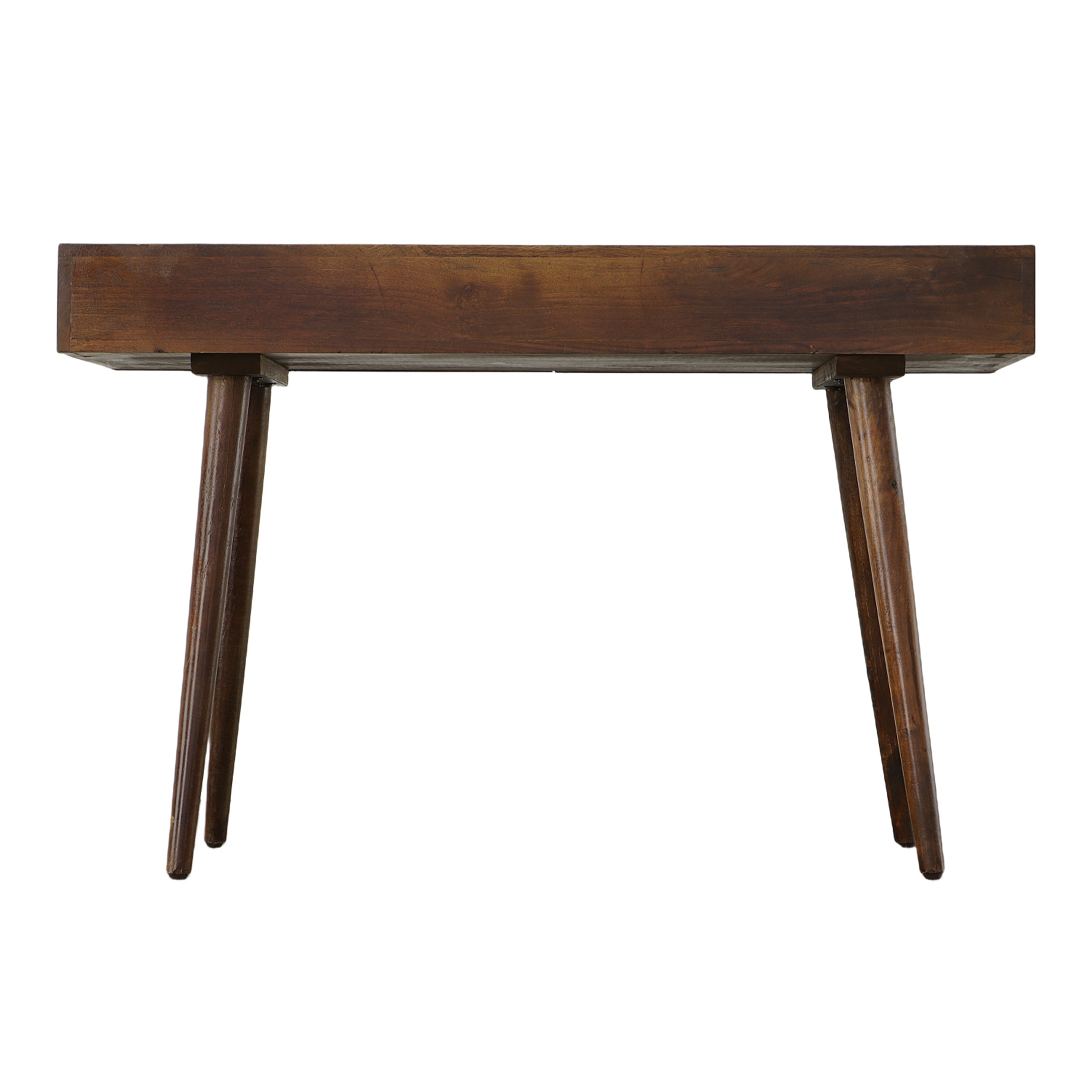 Mango Wood Writing Desk with 2 Drawers and Tapered Legs - Brown