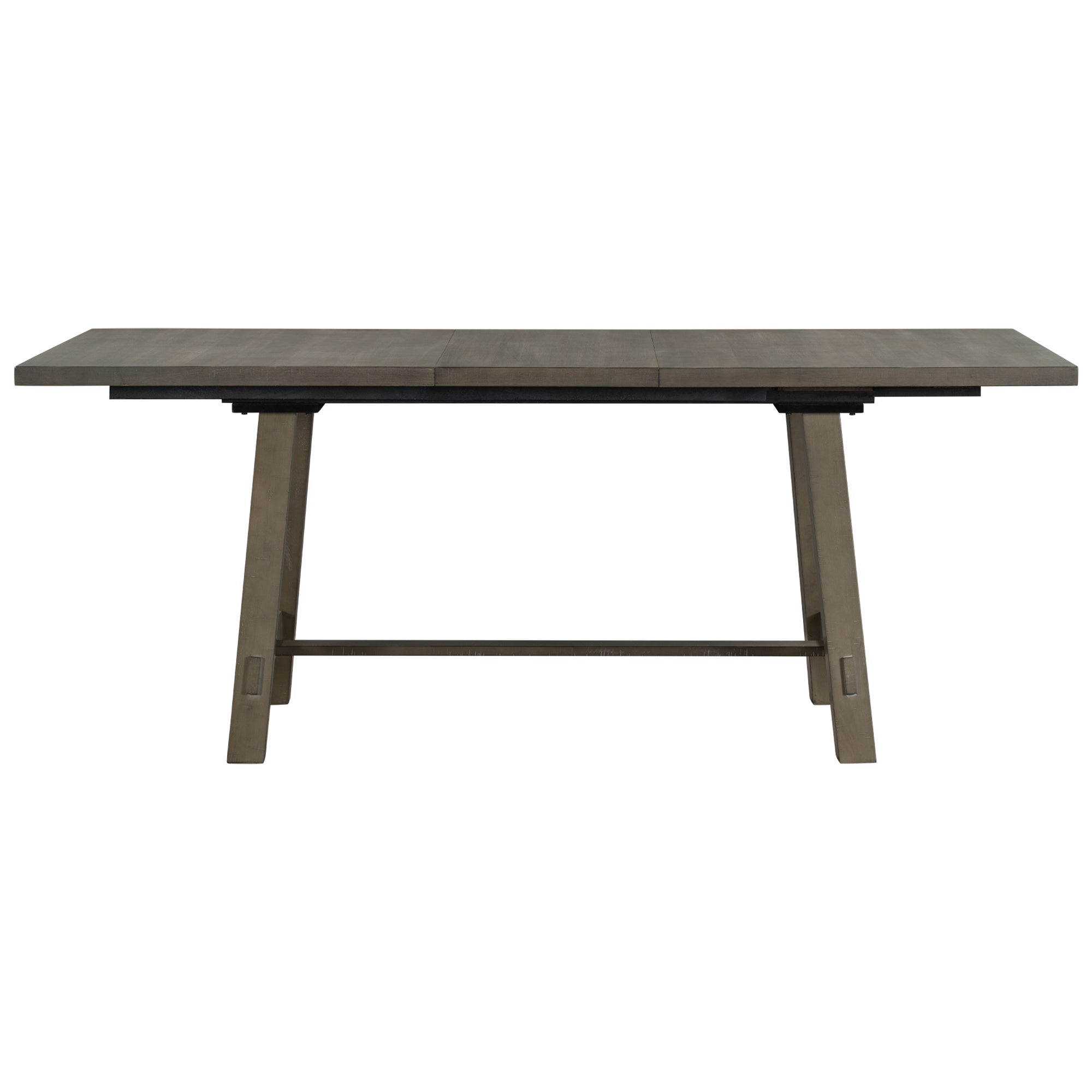 Retro Style Rectangular Dining Table Wood Extendable with 18" Leaf, Seats up to 8 - Gray