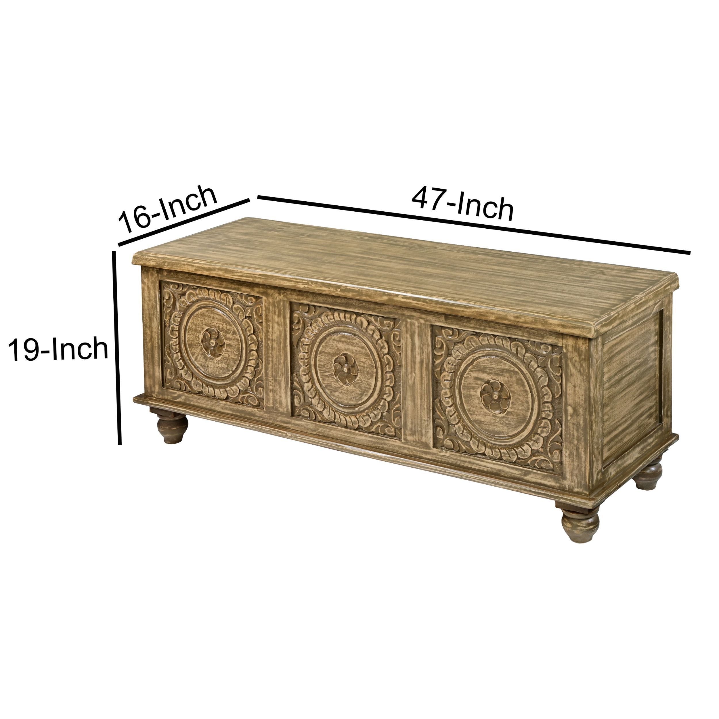 MAICOSY 47" Handcrafted Acacia Wood Chest Lift Storage Wooden Trunk Cedar Box