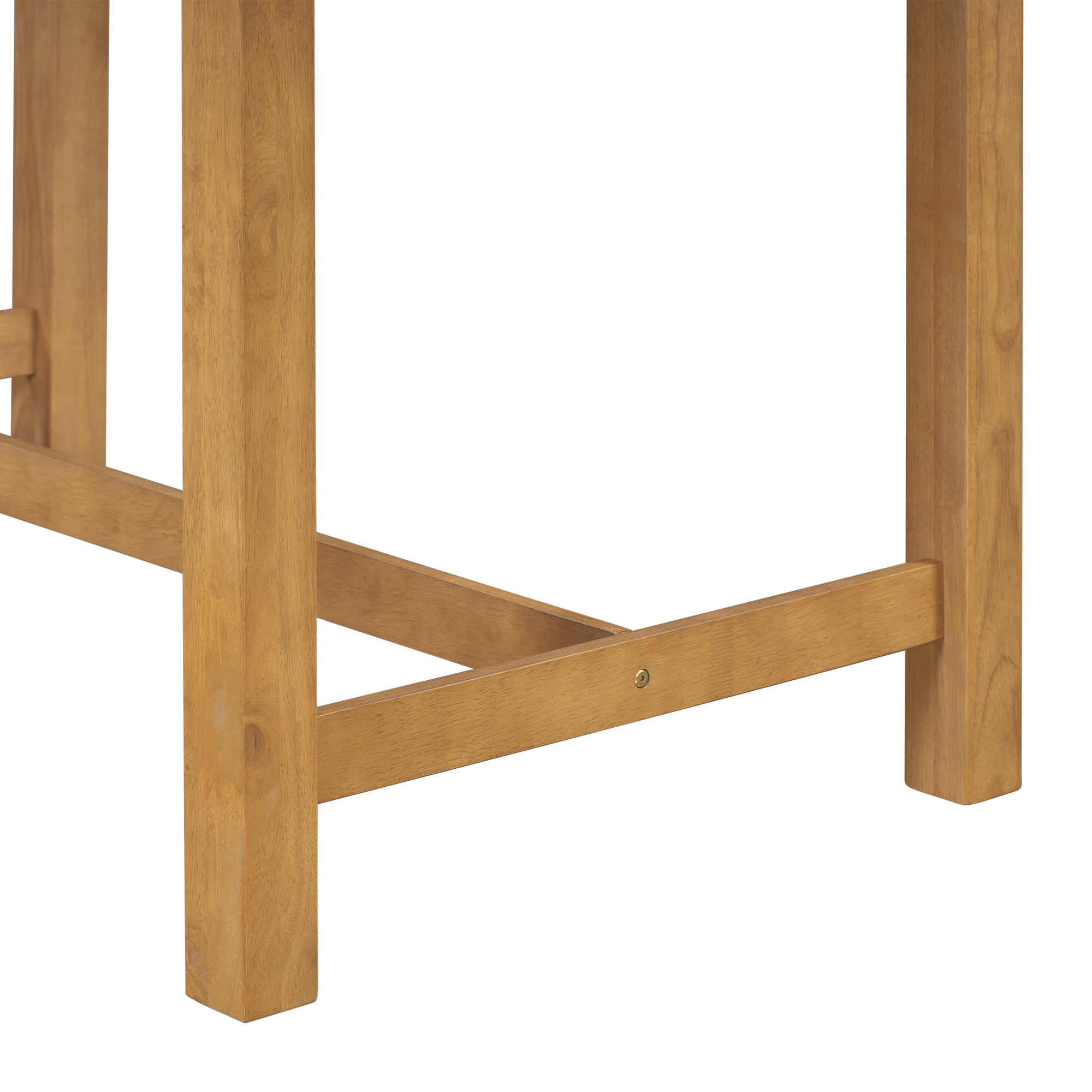 4 Piece Rustic Wooden Counter Height Dining Table Set with Upholstered Bench - Natural+Beige