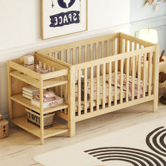 Convertible Crib/Full Size Bed with Changing Table - Natural