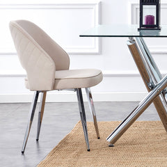 Modern Dining Chair Velvet (Set of 1) - Light Grey