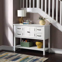 Modern Console Table with 4 Drawers, 1 Cabinet and 1 Shelf
