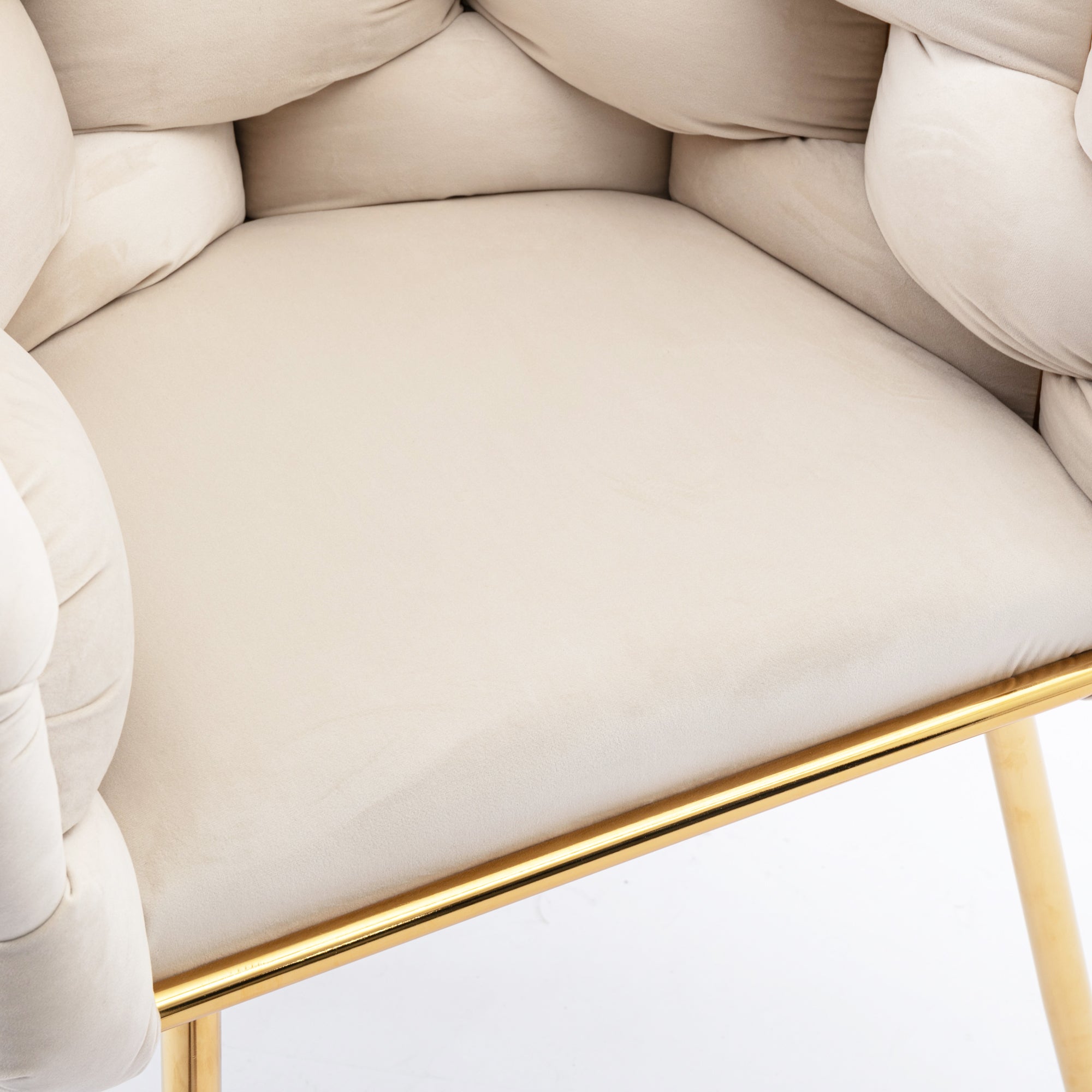 Luxury modern simple leisure velvet single sofa chair - Beige