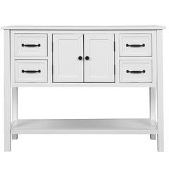 Modern Console Table with 4 Drawers, 1 Cabinet and 1 Shelf