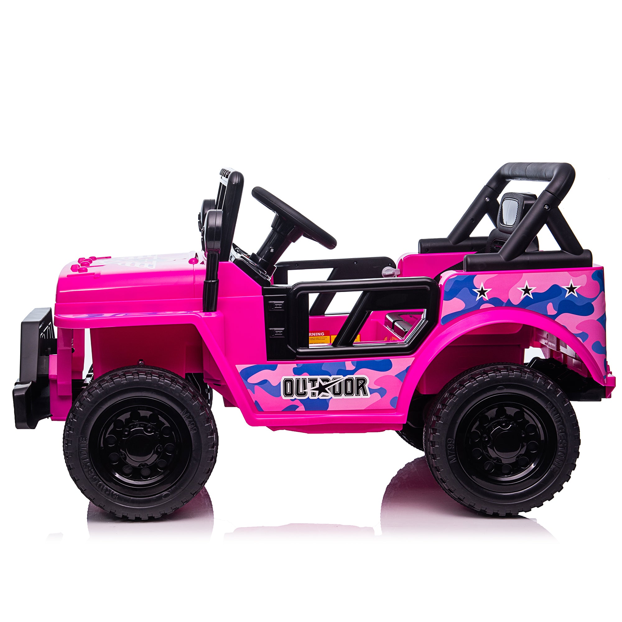 12V Kids Ride On Truck Car, Power Wheels with LED Lights Horn Openable Doors, Electric Vehicle Toy for 3-6 Ages - Pink