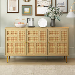 Rattan Cabinet with Adjustable Shelves and Storage