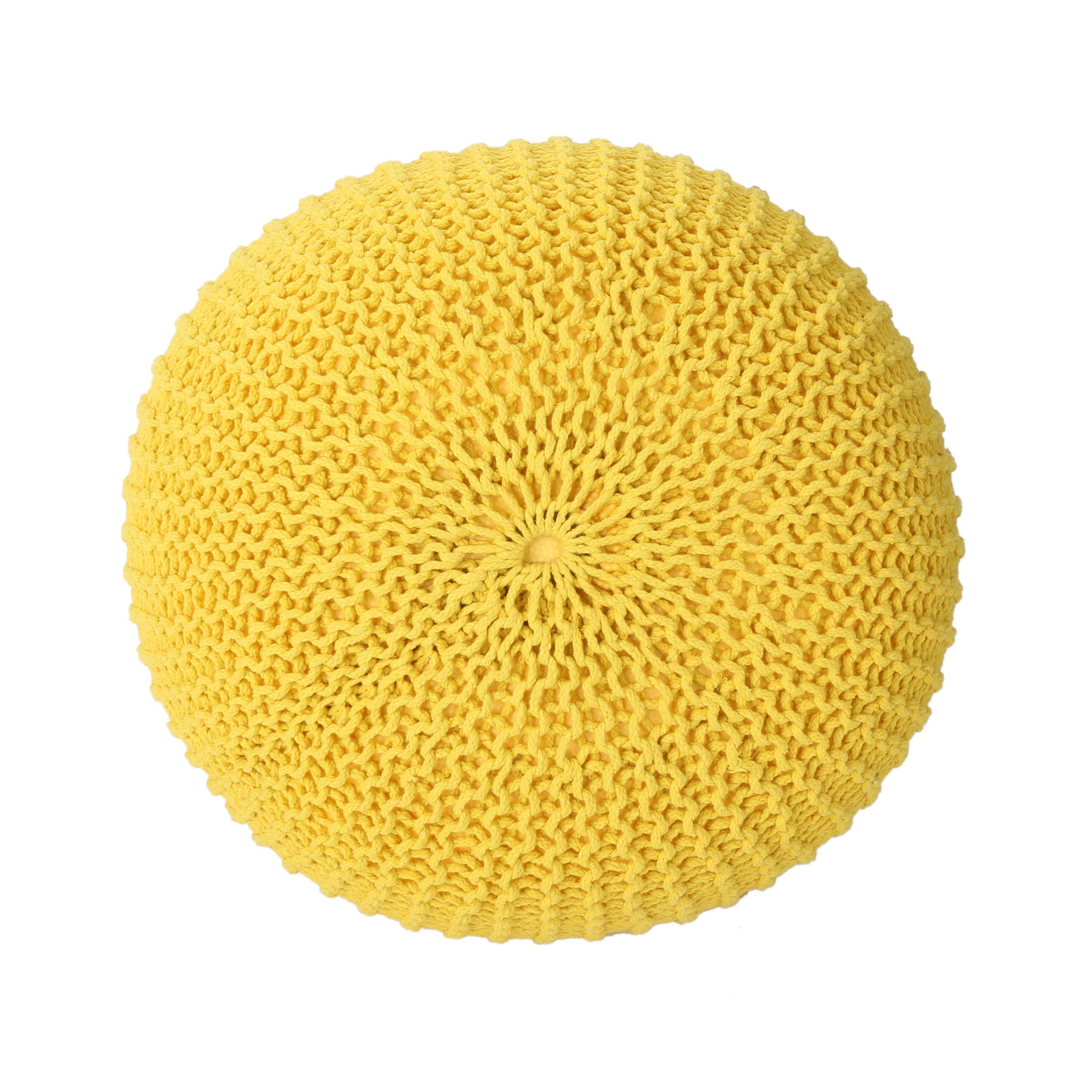Cotton Knitted Pouf - Yellow