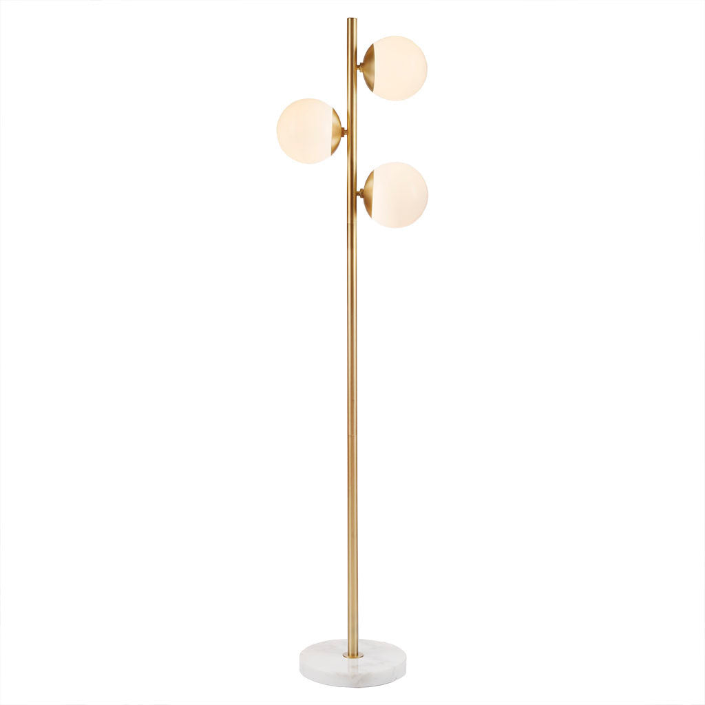 Holloway 3-Globe Light Floor Lamp with Marble Base - Gold