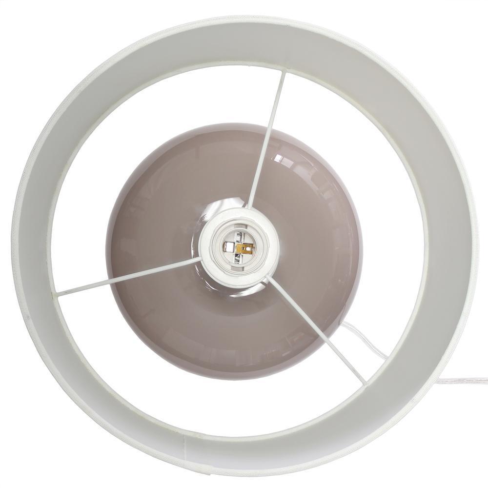 Modern Ceramic Table Lamp with White Fabric Shade - Grey