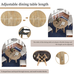 Farmhouse Round Extendable Dining Table 16" (Natural Wood Wash)