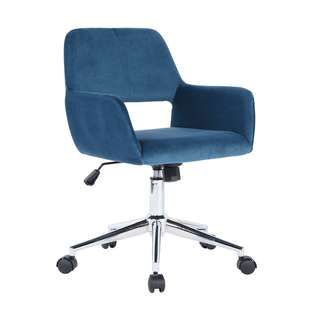 Modern Velvet Upholstered Adjustable Swivel Office Chair - Blue