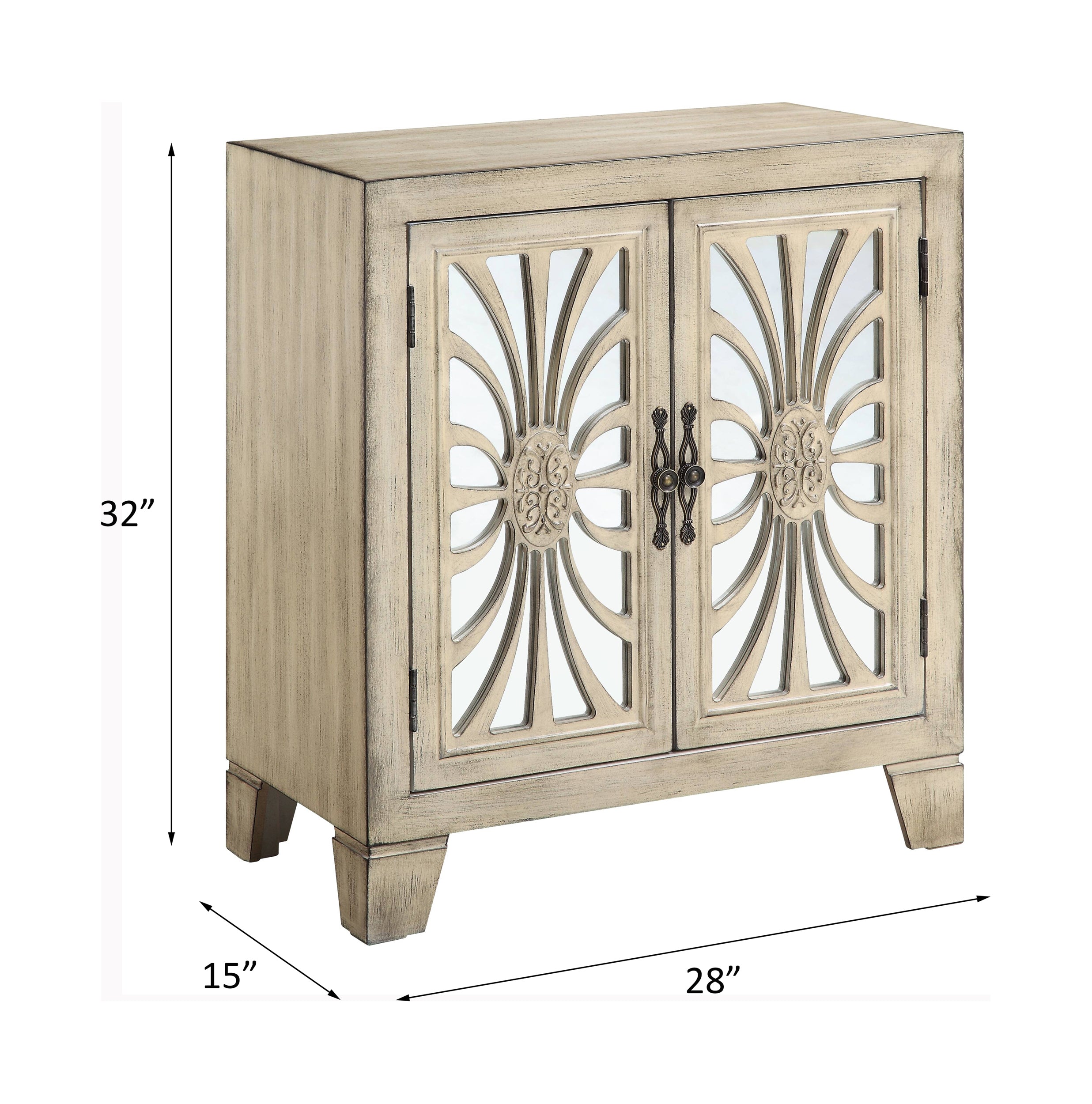 Cabinet Table with Storage - Antique White Finish