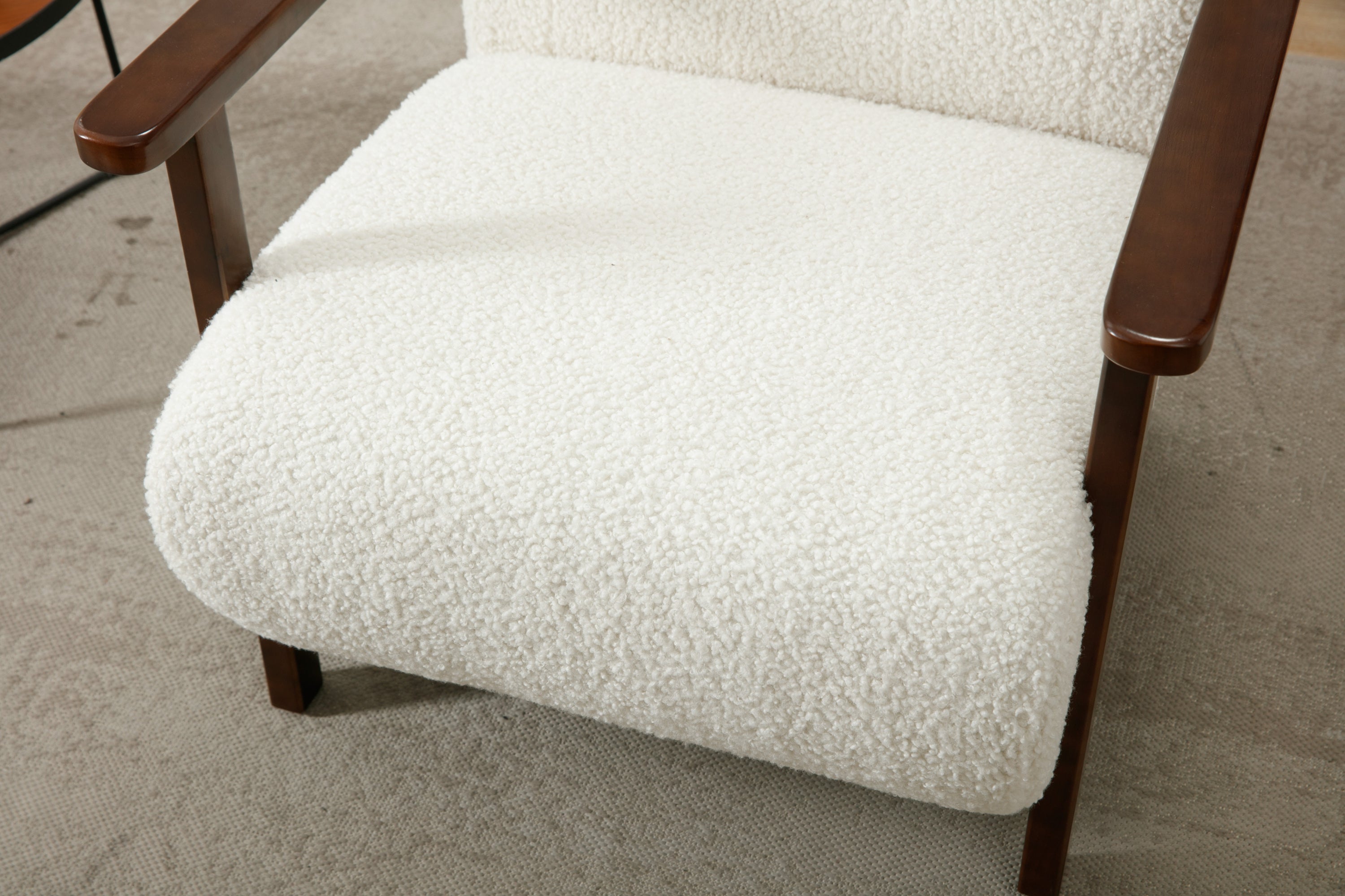 Wood Frame Modern Accent Chair Lounge Chair - White Teddy