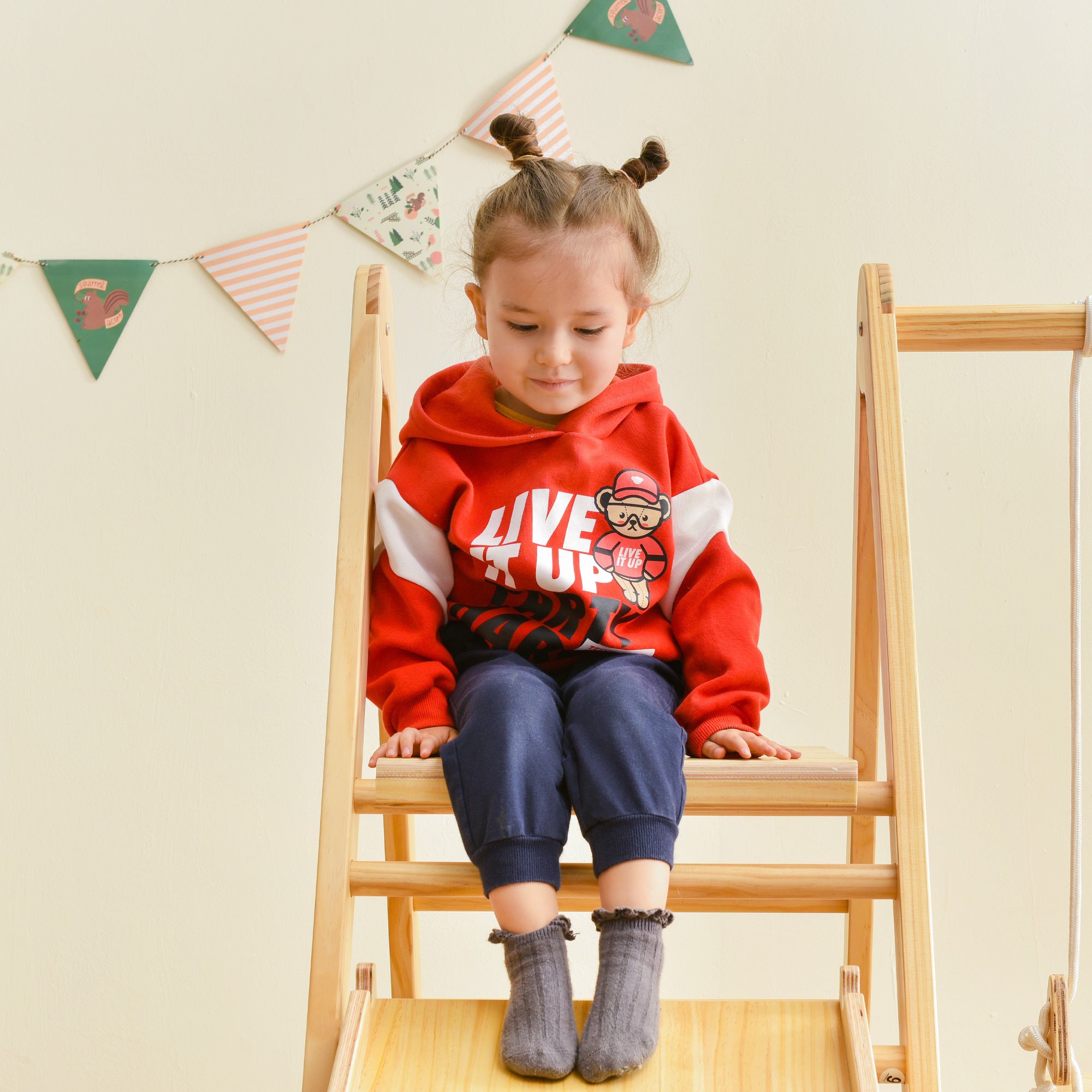 Wooden Swing and Slide Set Indoor Foldable Climbing Playground Play set for Kids/Toddlers