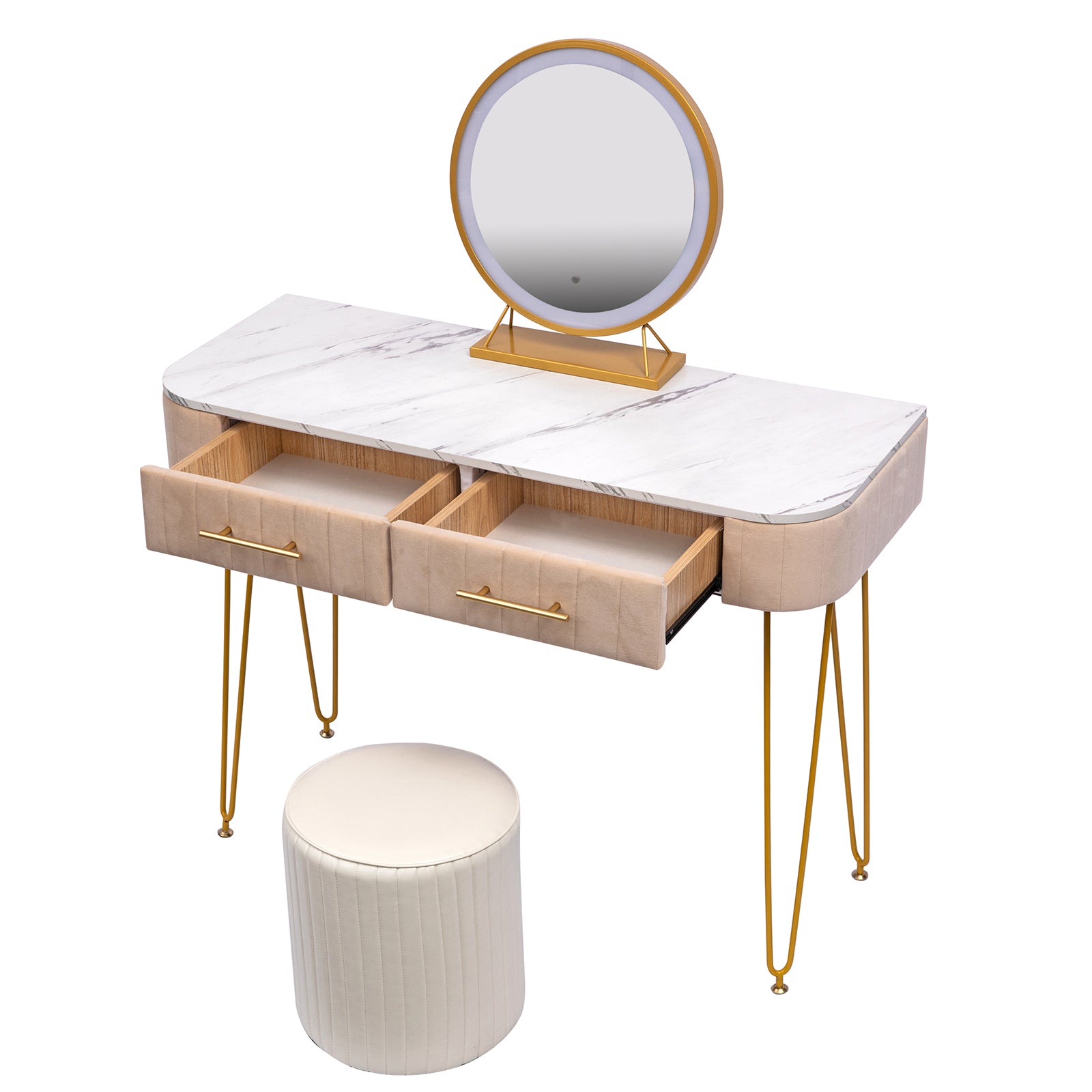 Length Flannel Soft Roll Makeup Vanity Set - White Oak