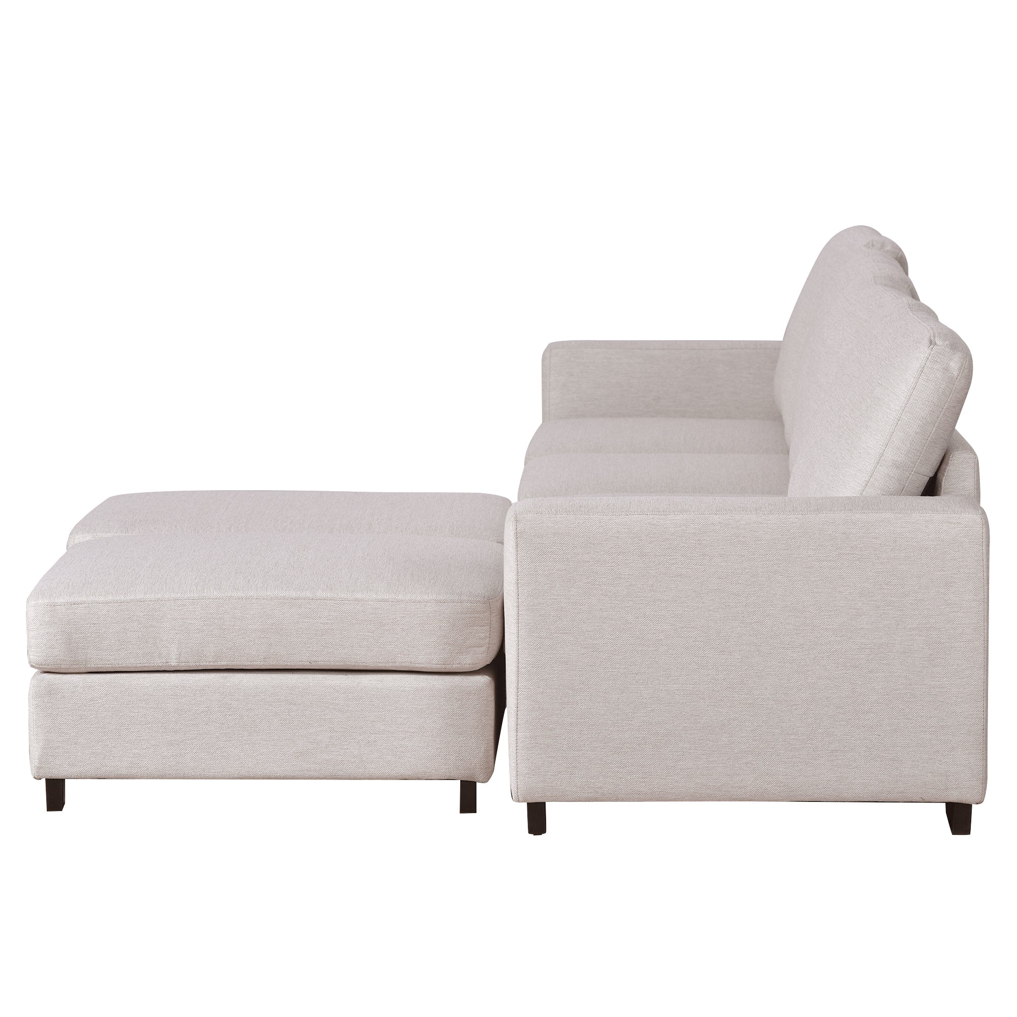 MAICOSY 3 Pieces U Shaped Sectional Sofa Sleeper with Removable Ottomans, Beige