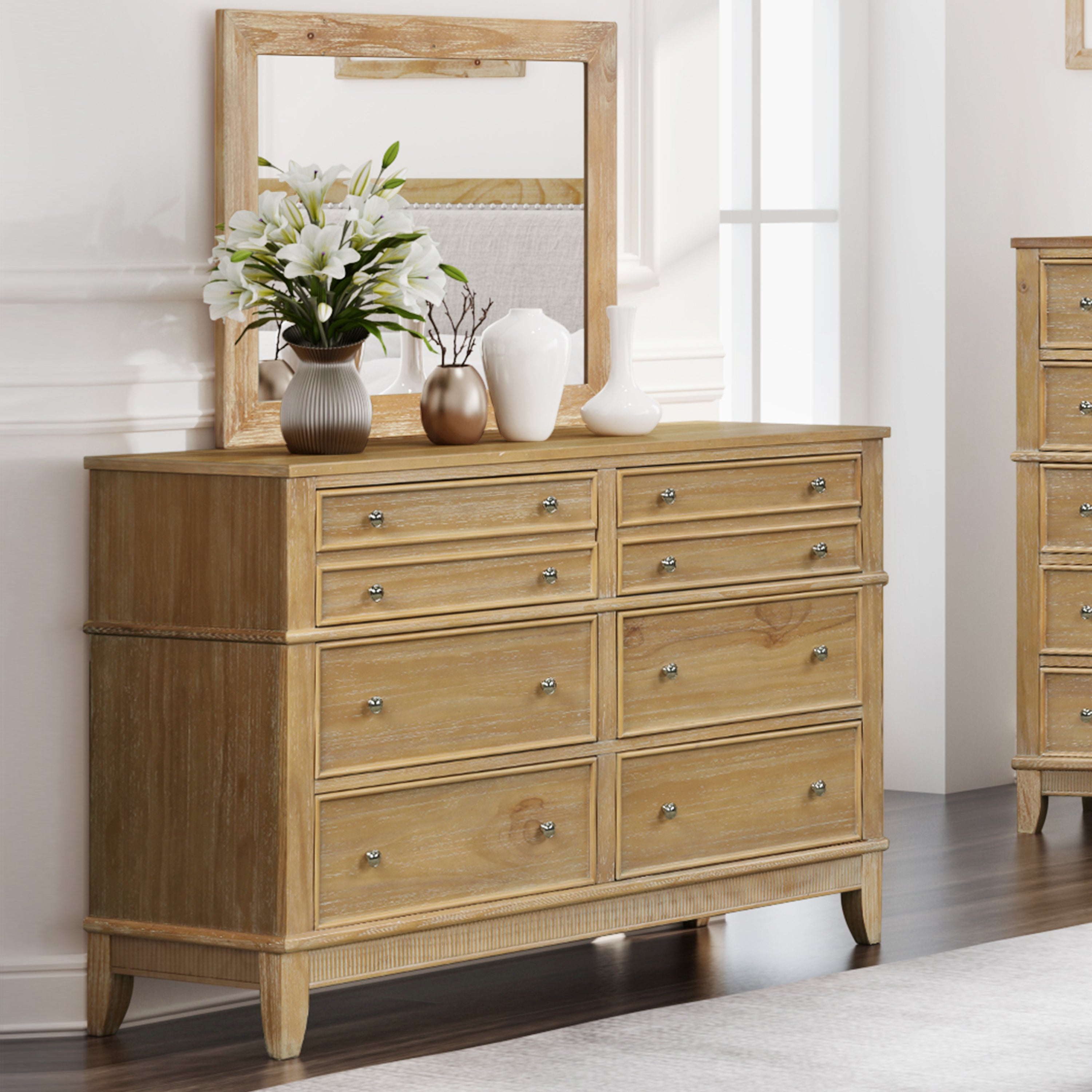 Hazel 6 Drawers Dresser Solid Wood - Natural