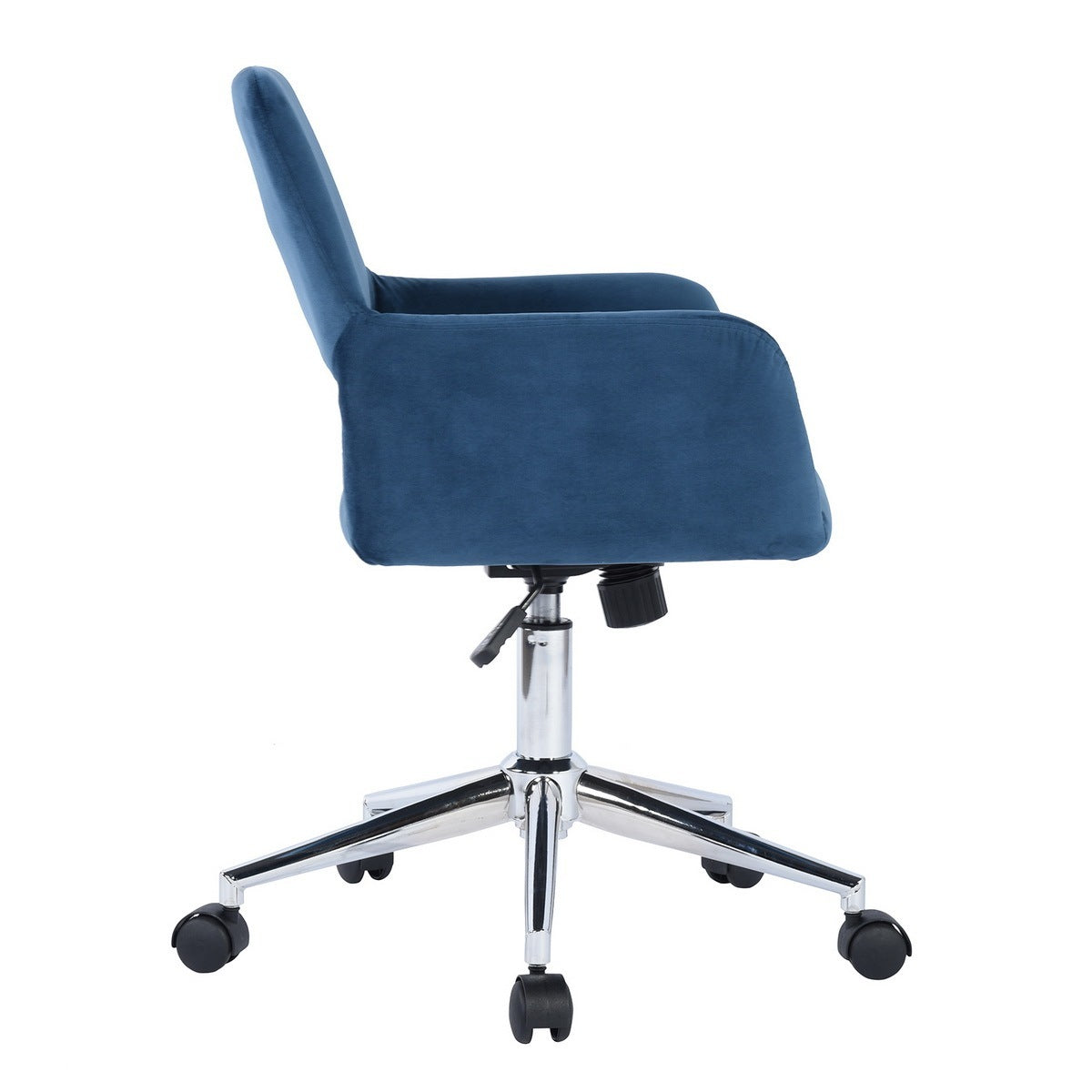 Modern Velvet Upholstered Adjustable Swivel Office Chair - Blue