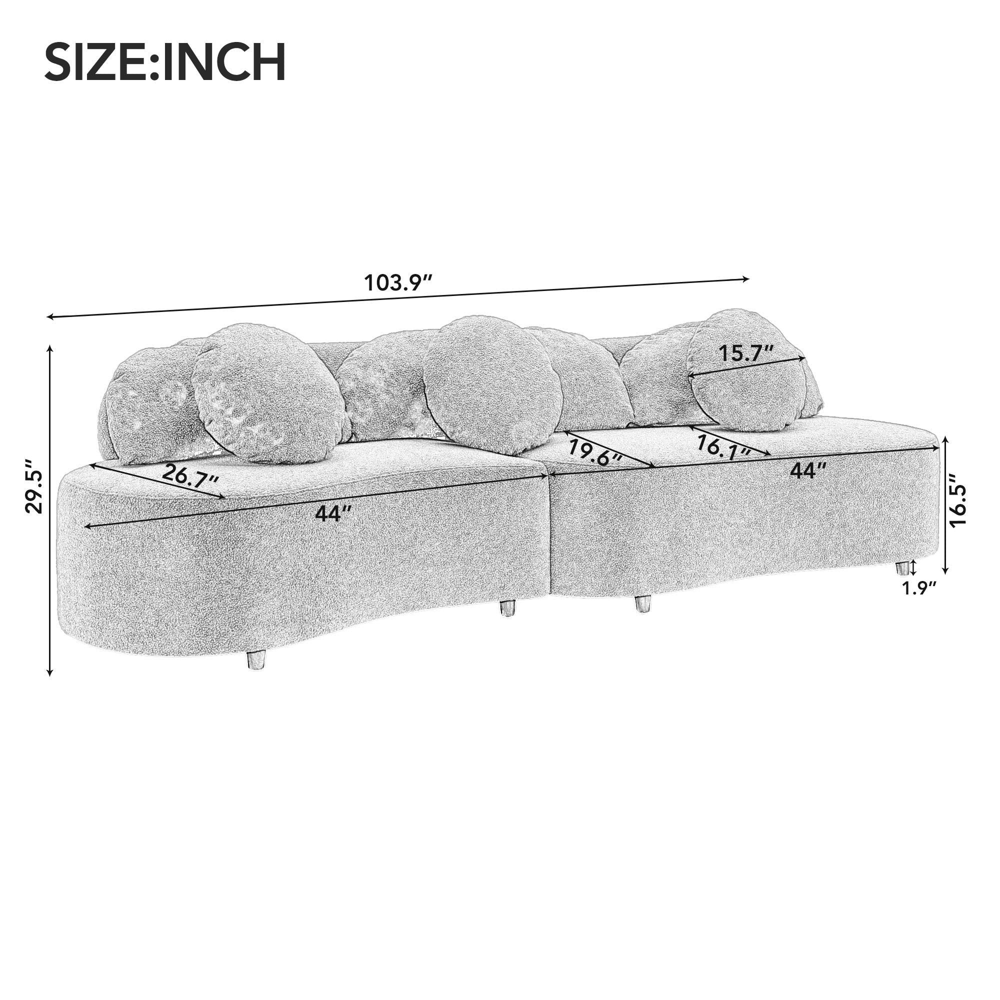 103.9" Modern Living Room Sofa Velvet Upholstered Couch Furniture - Green