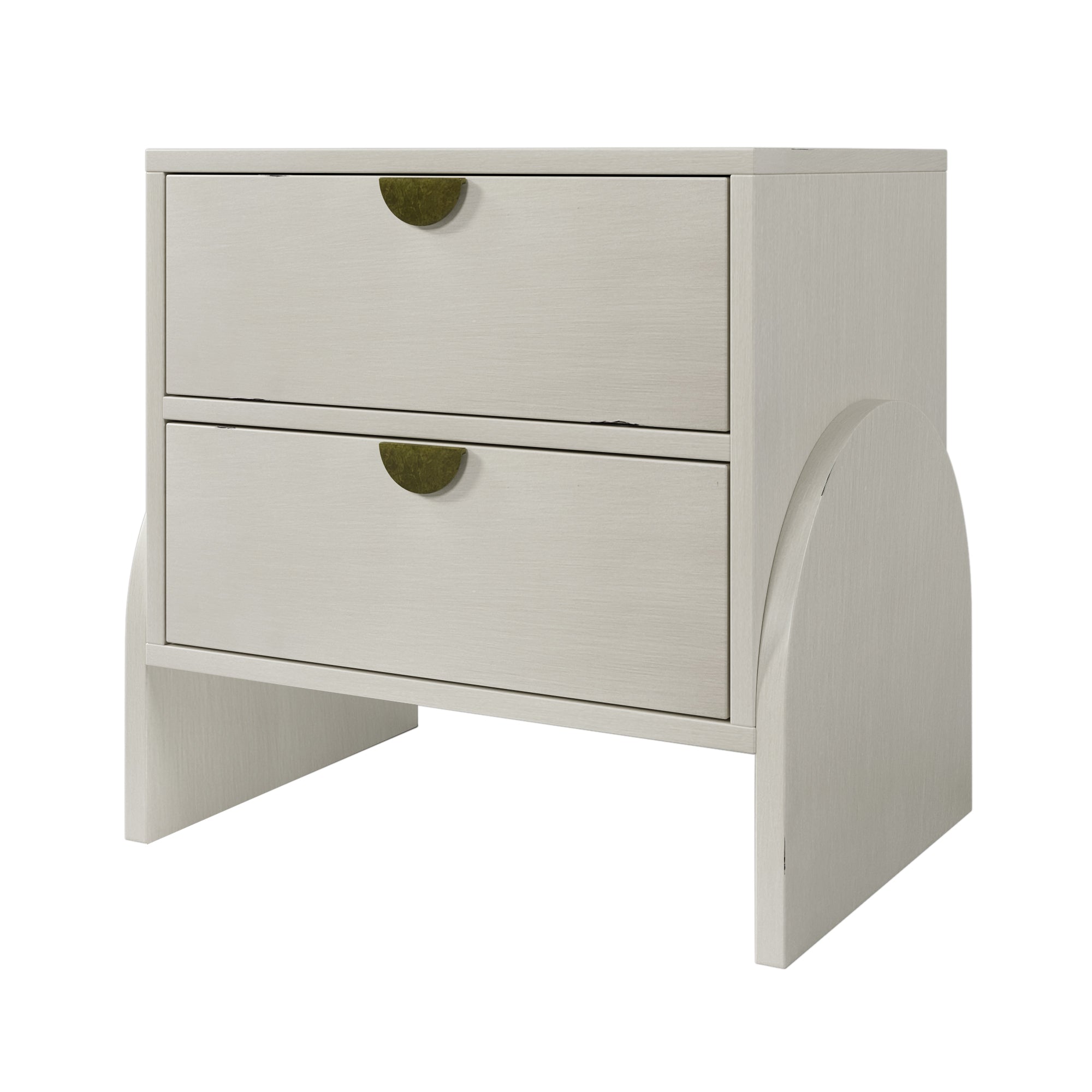 Retro Style Rubber Wood Venner Two-Drawer Bed Side Table Nightstand End Table - Antique White