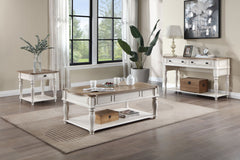 Farmhouse Oak & Antique White Coffee Table w/Lift Top