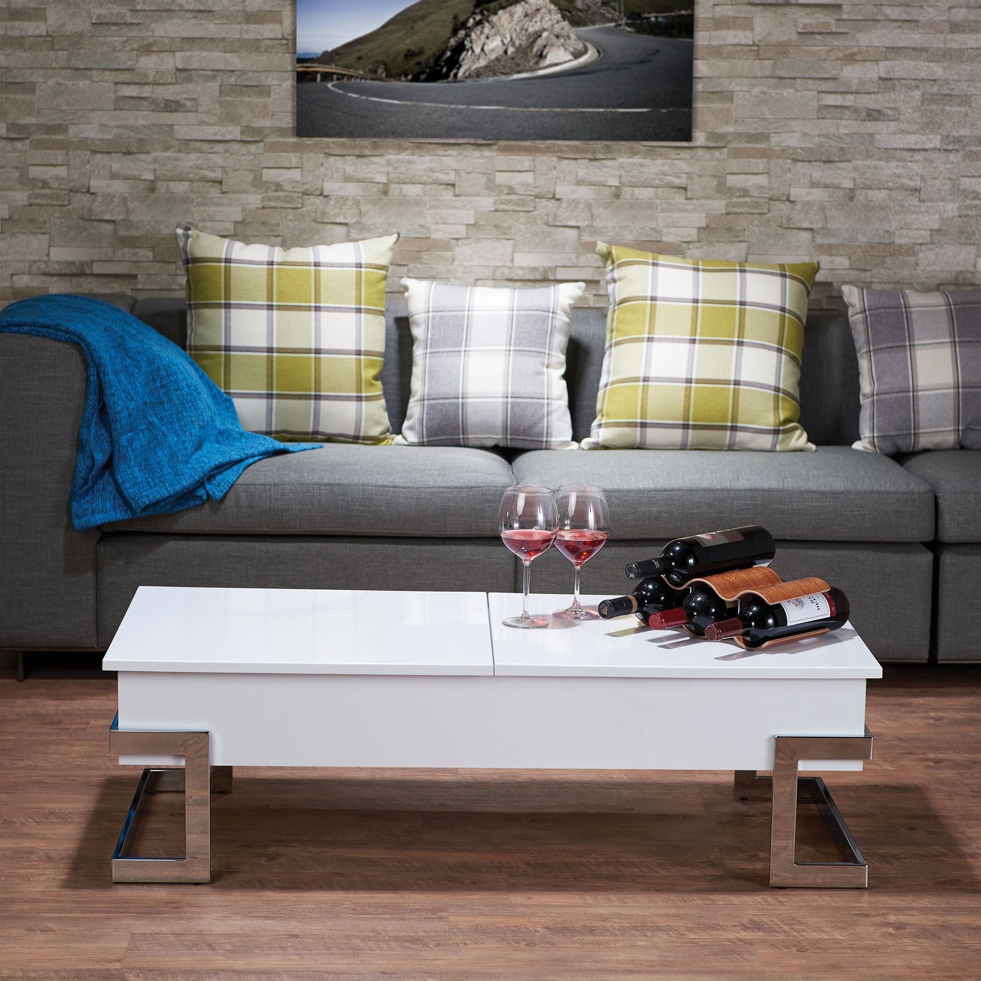 Calnan Coffee Table - White & Chrome