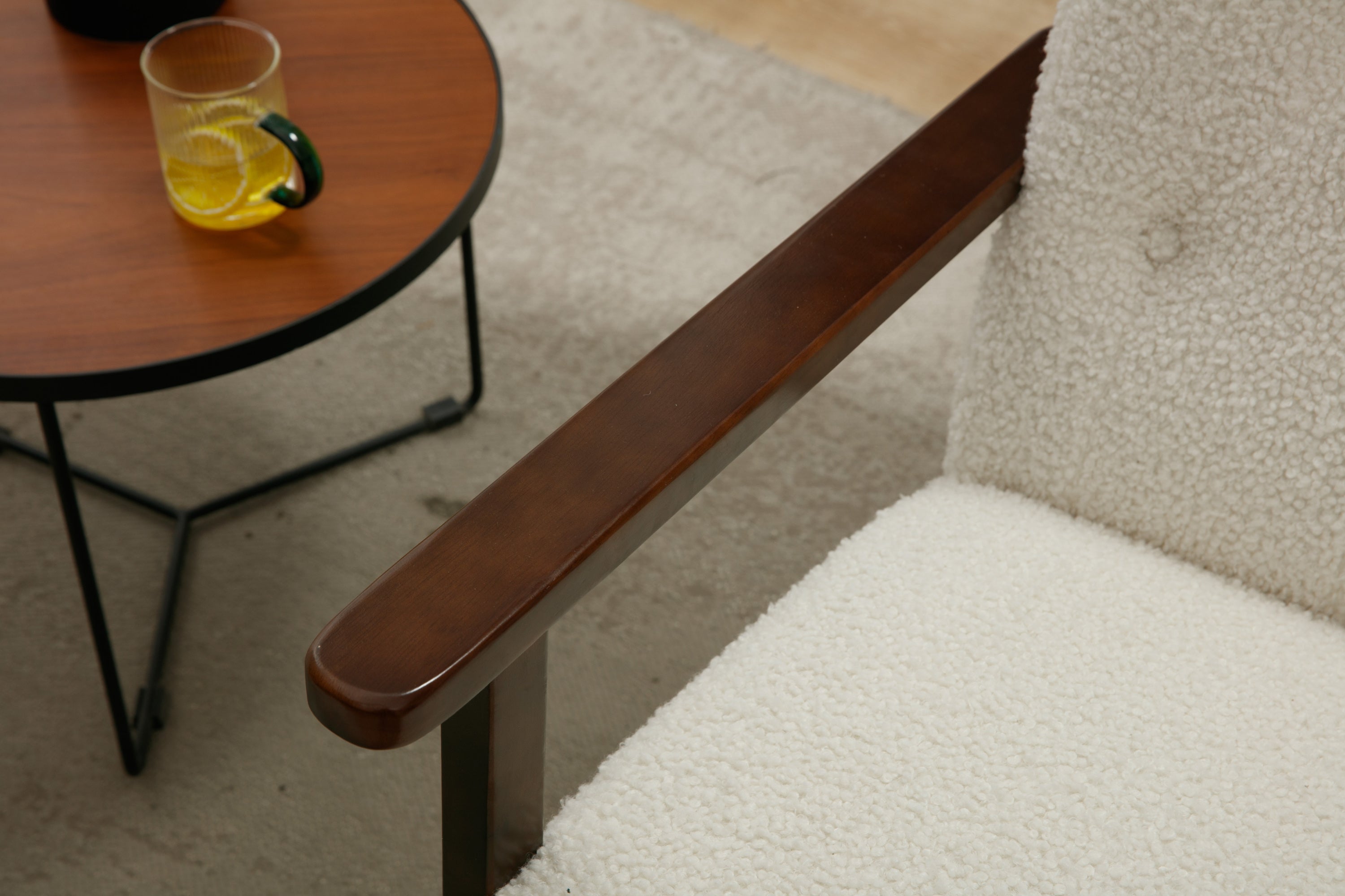 Wood Frame Modern Accent Chair Lounge Chair - White Teddy