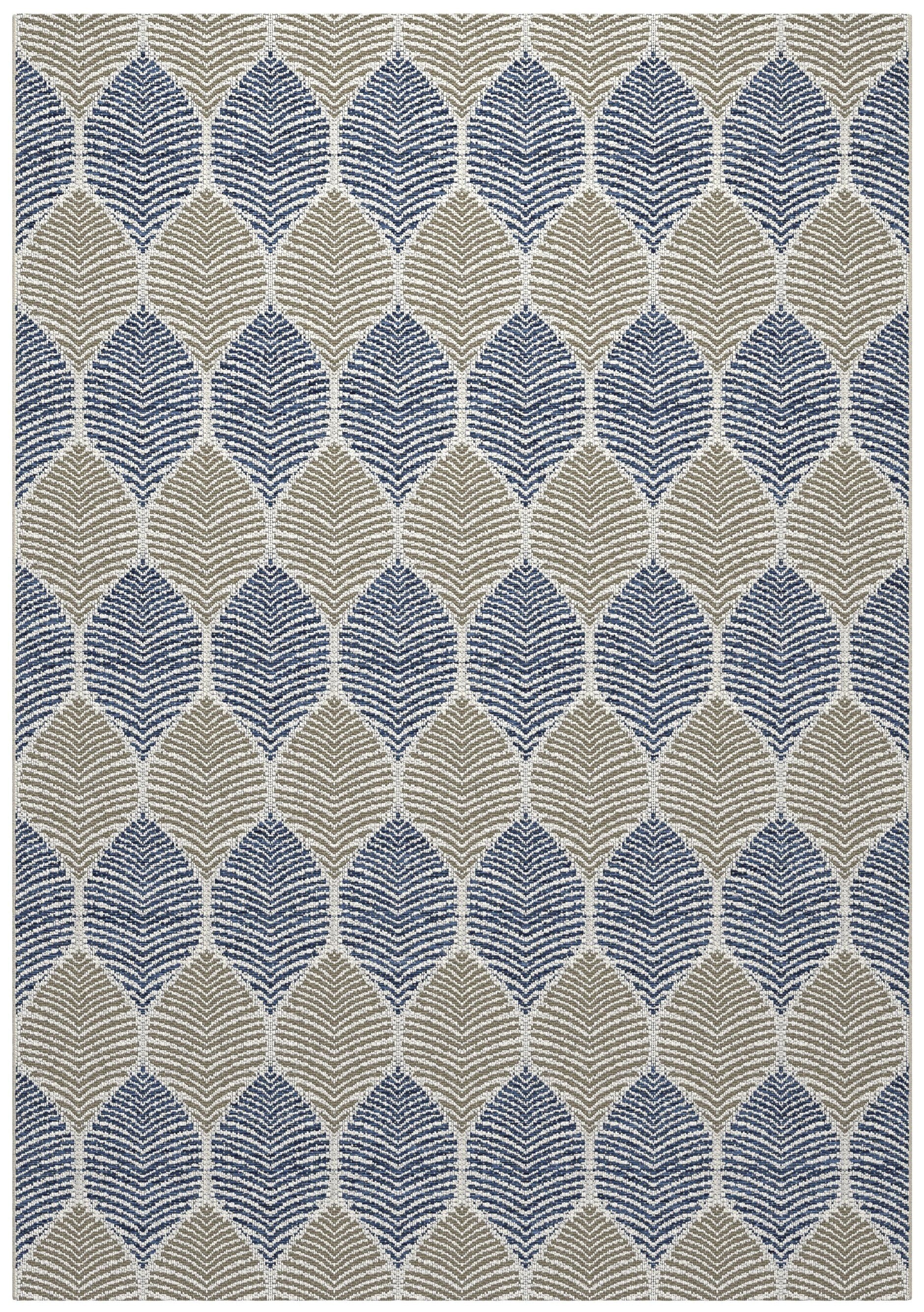 Foliage Blue, Beige Indoor / Outdoor Polypropylene Area Rug 8x10