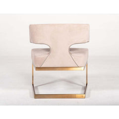 Modern Off-White Velvet & Brass Dining Chair