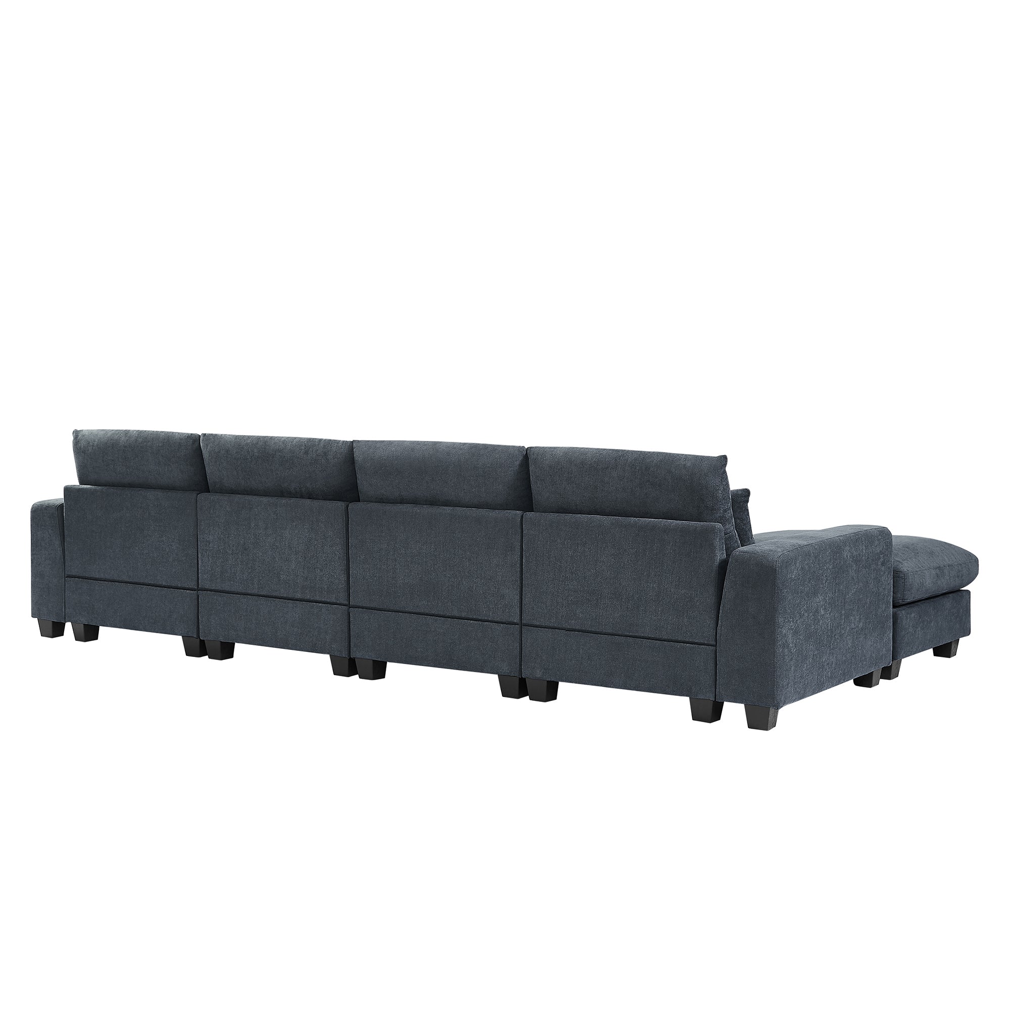 U_Style Modern Large L-Shape Feather Filled Sectional Sofa,  Convertible Sofa Couch with Reversible Chaise - Dark Gray