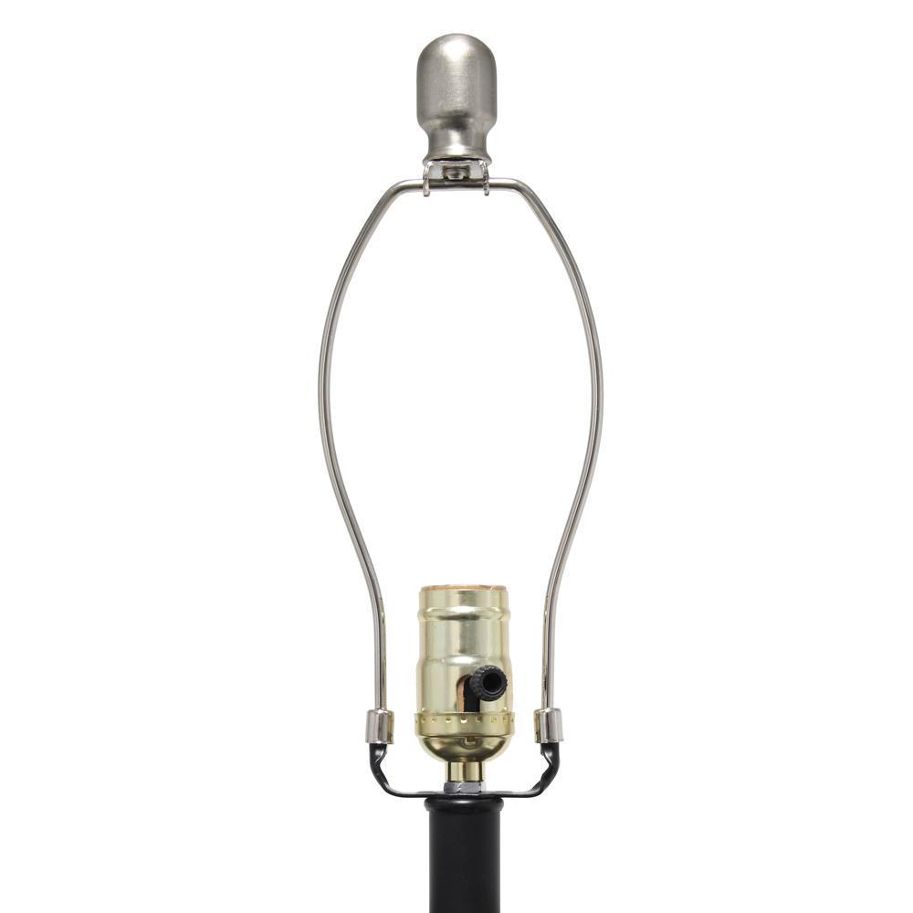 Enclosed Glass Table Lamp with Black Metal Accents Base and White Fabric Shade