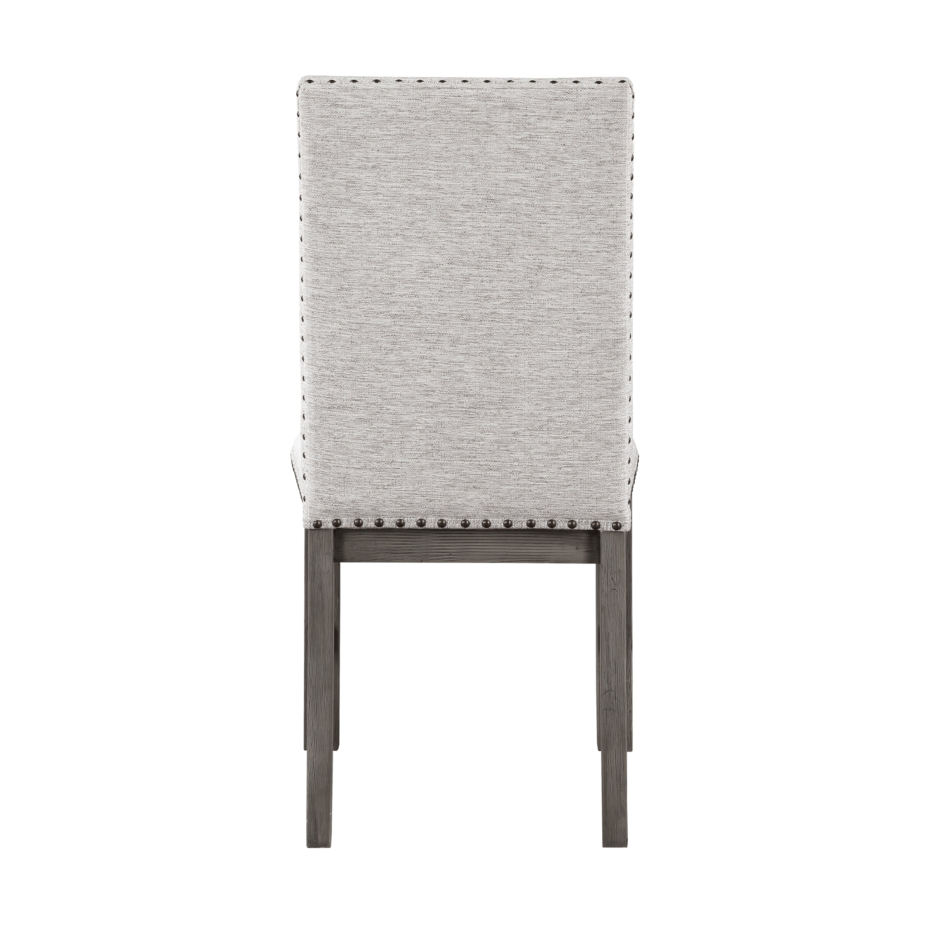 Dining Chairs Grey Finish Wood Frame Rustic Design - Beige