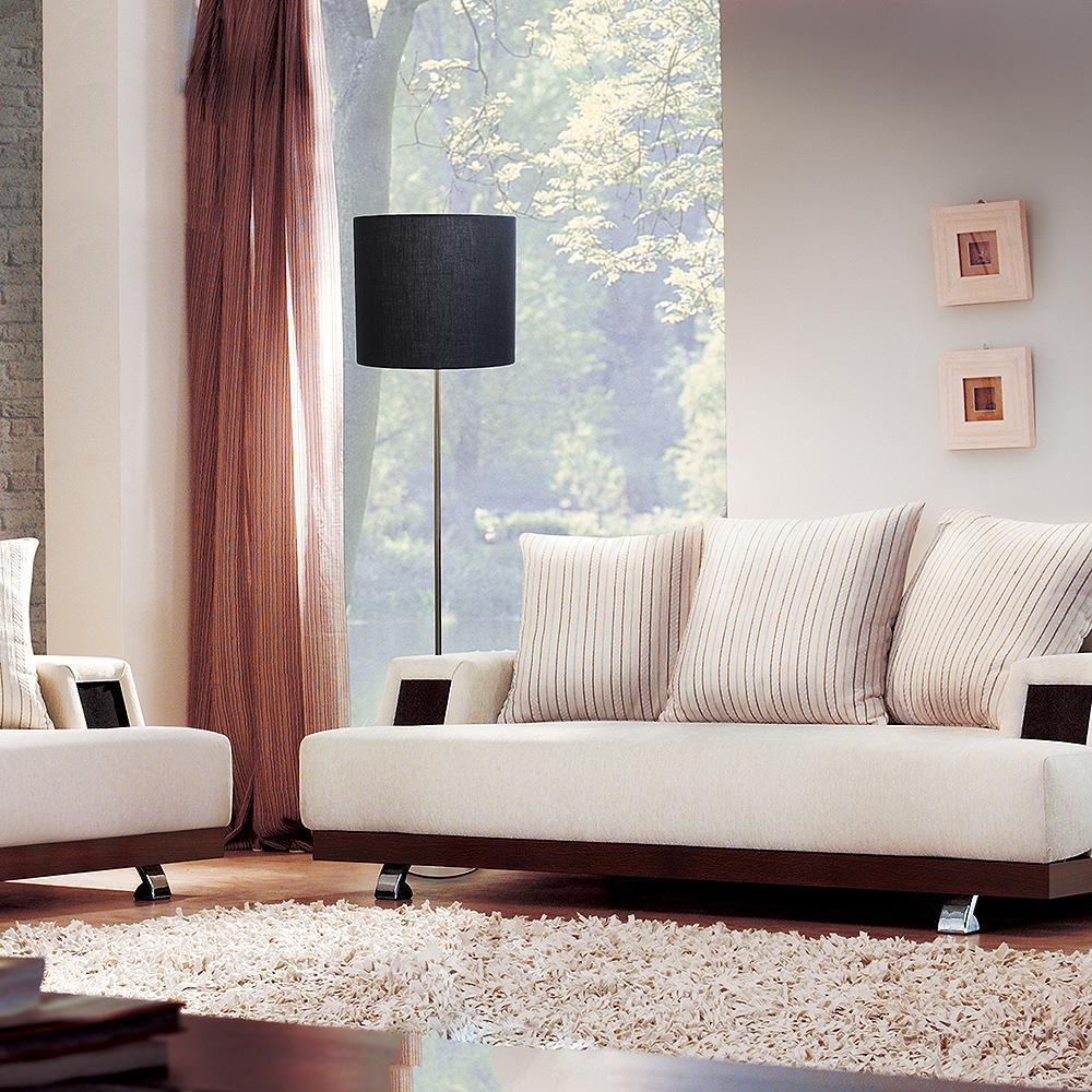 Brushed Nickel Drum Shade Floor Lamp - Black