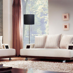 Brushed Nickel Drum Shade Floor Lamp - Black