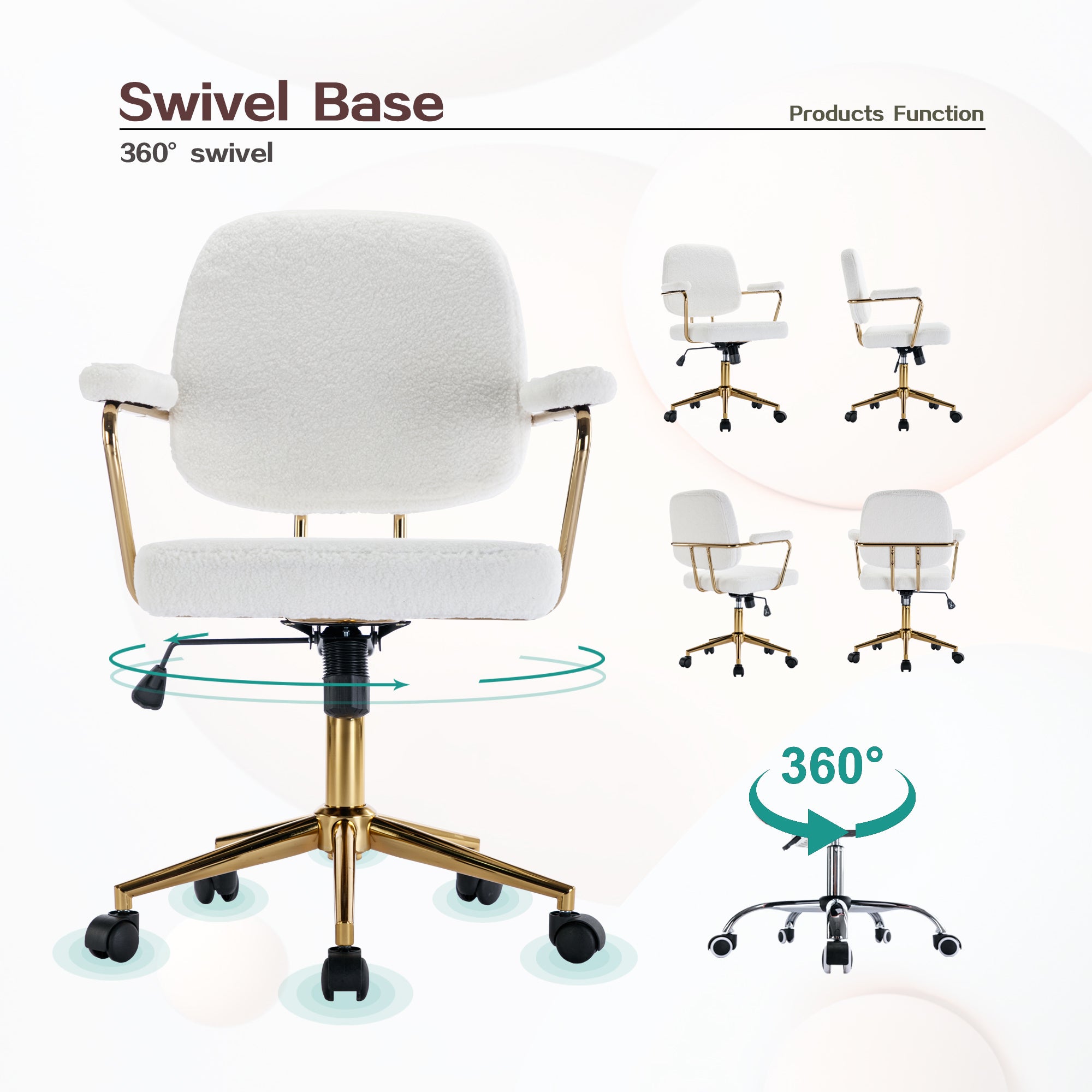 Teddy Velvet Office Desk Chair Bling Desk - White