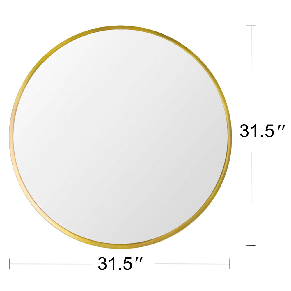 MAICOSY 31.5" Large Gold Round Wall Mounted Mirror Vanity Bedroom Bathroom Decor